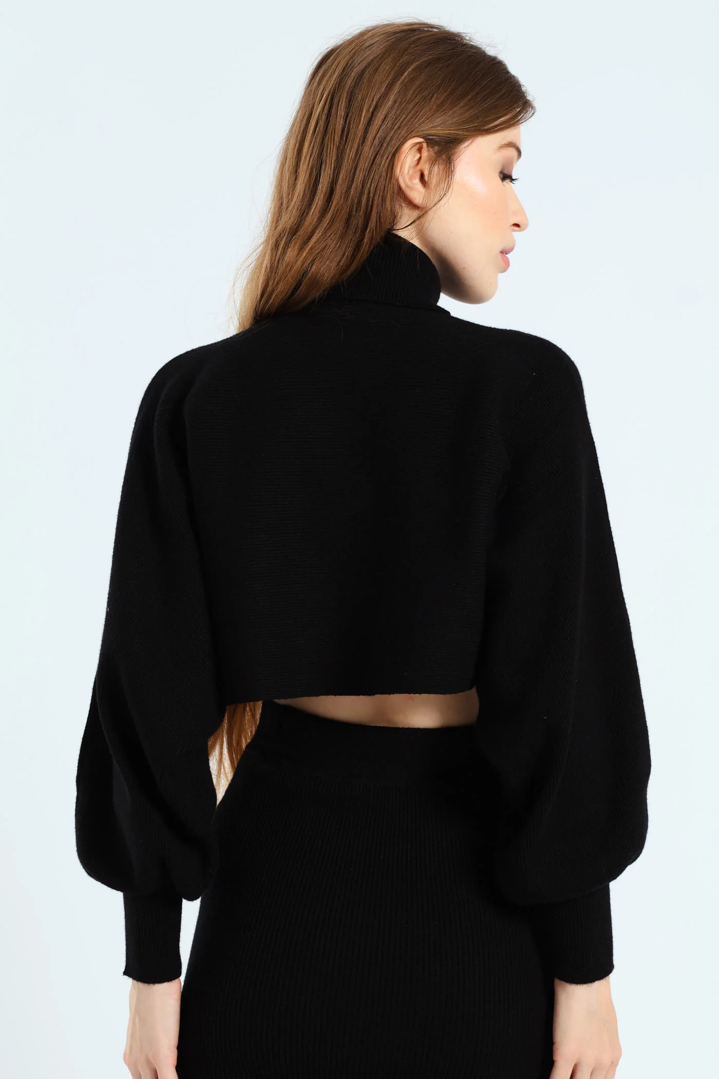 Turtleneck Sweater & Skirt - Black - Image 6