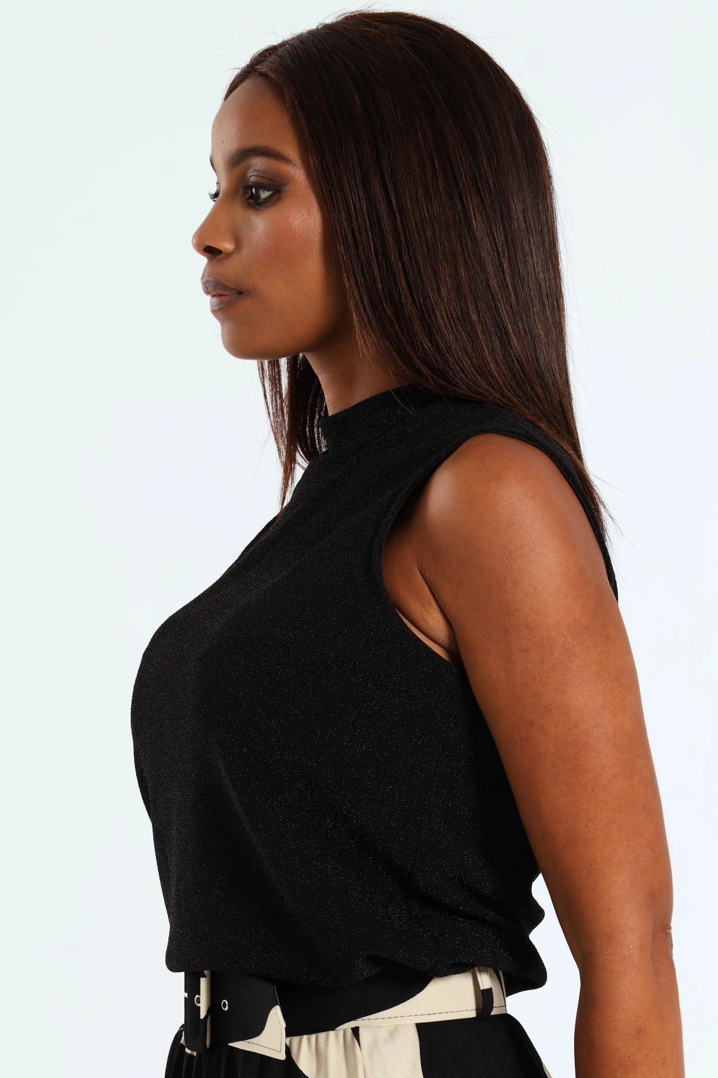 Turtleneck Tank Top - Black - Image 2