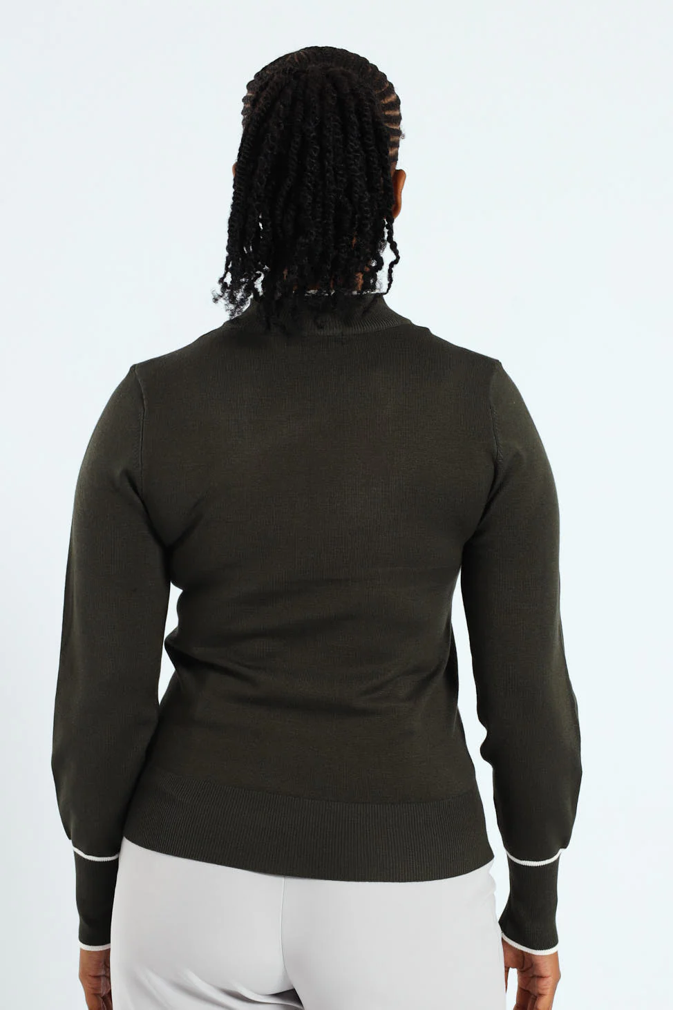 Turtleneck Tipped Pullover - Olive - Image 3
