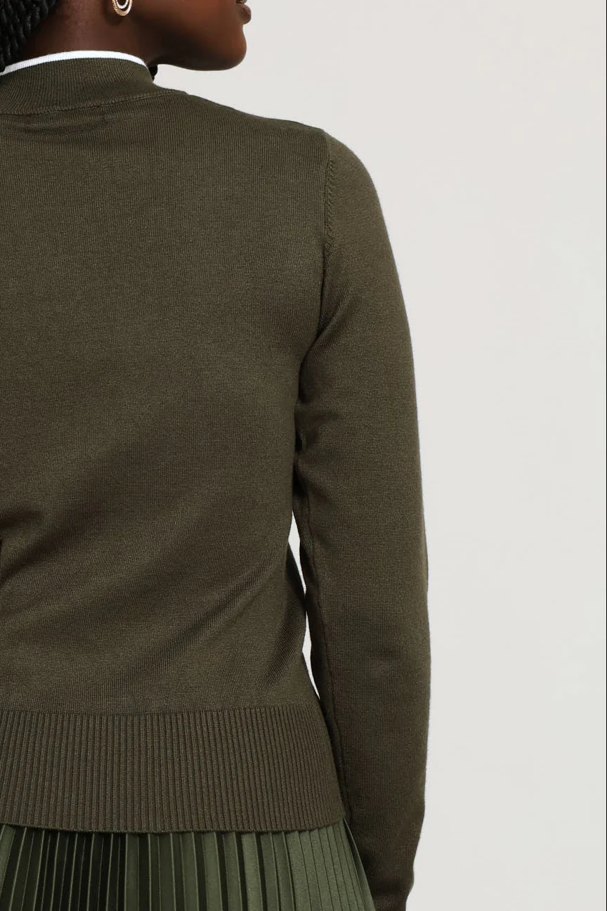 Turtleneck Turn Up Sleeve Pullover - Fatigue - Image 5