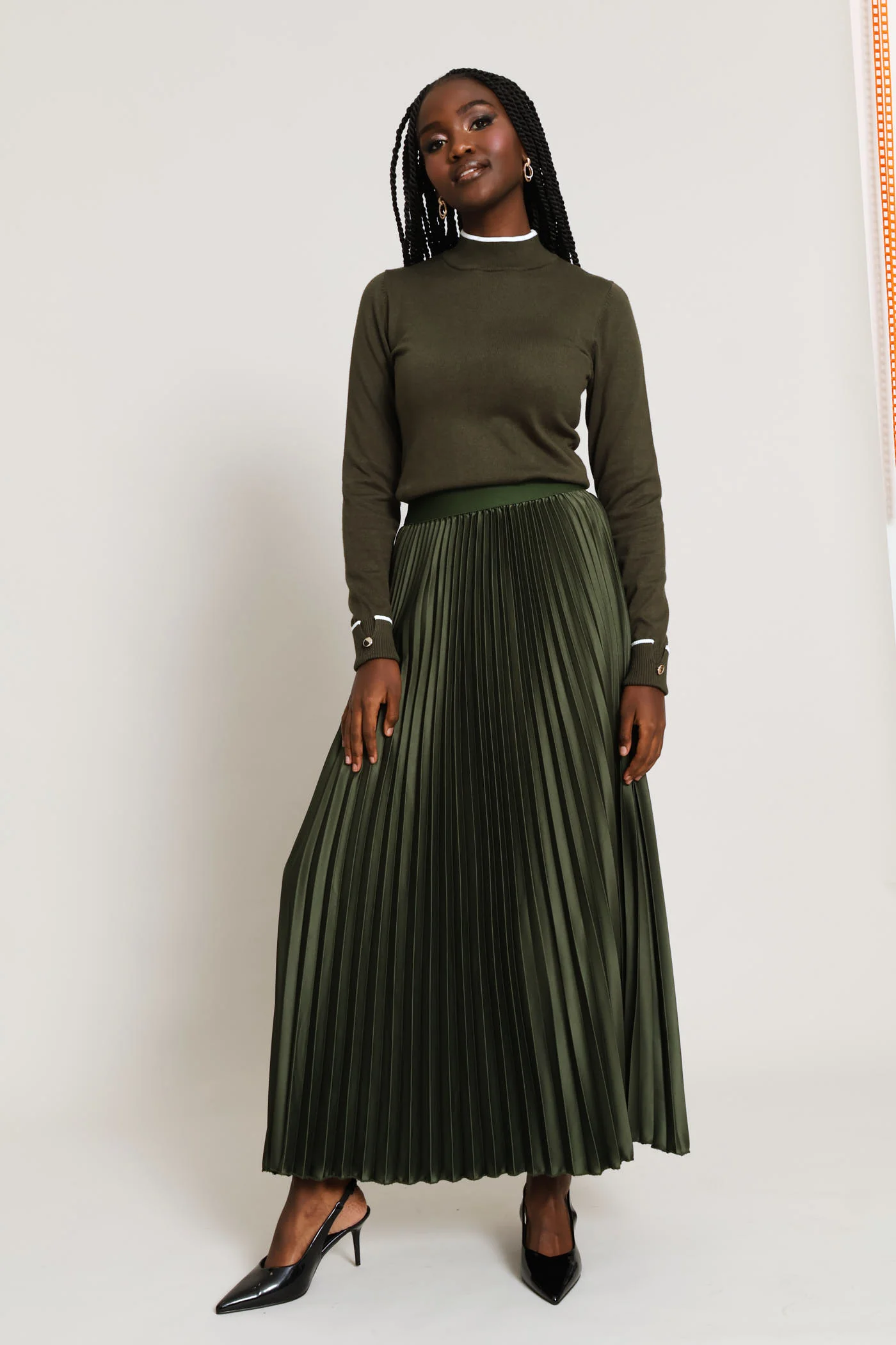 Turtleneck Turn Up Sleeve Pullover - Fatigue - Image 6