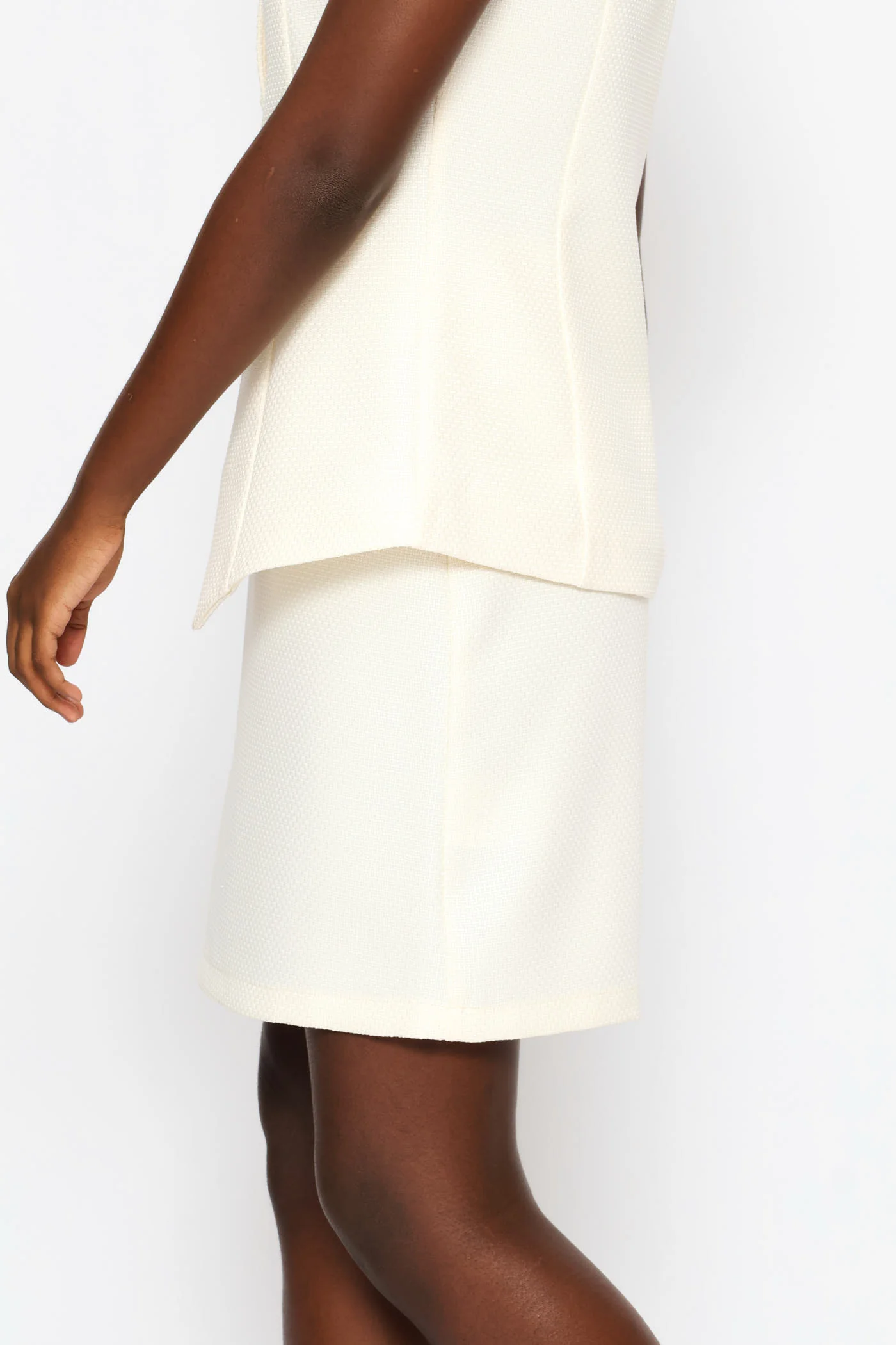 Tweed A-Line Skirt - Cream - Image 3