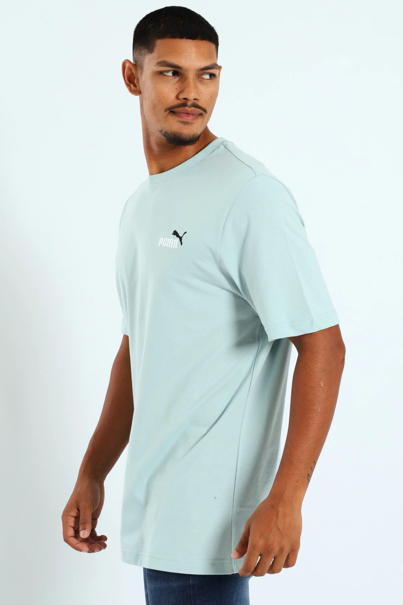 Two Colour Small No.1 Logo Tee - Light Turquoise - Image 3