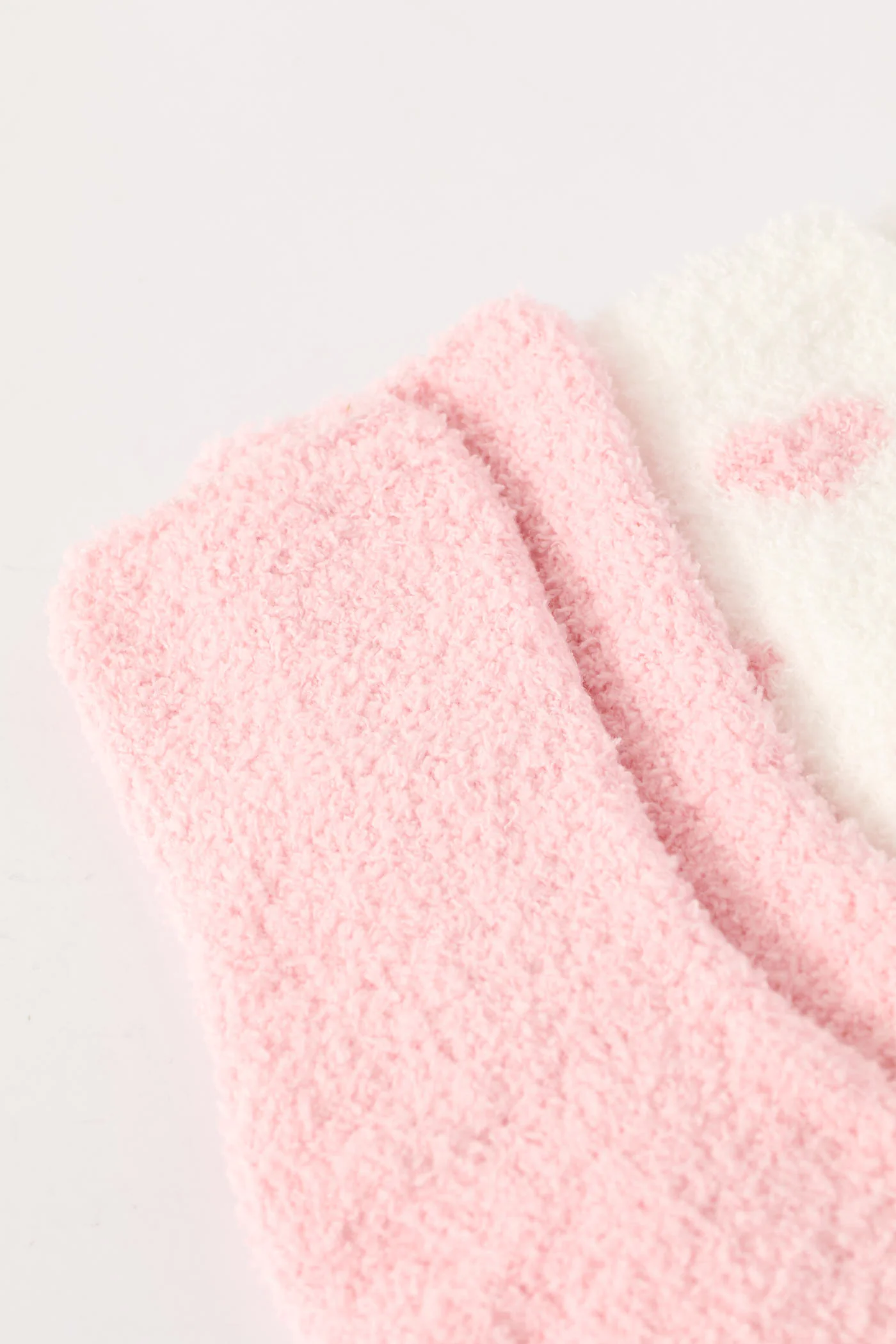 Two Pack Cosy Heart Socks - White - Image 2