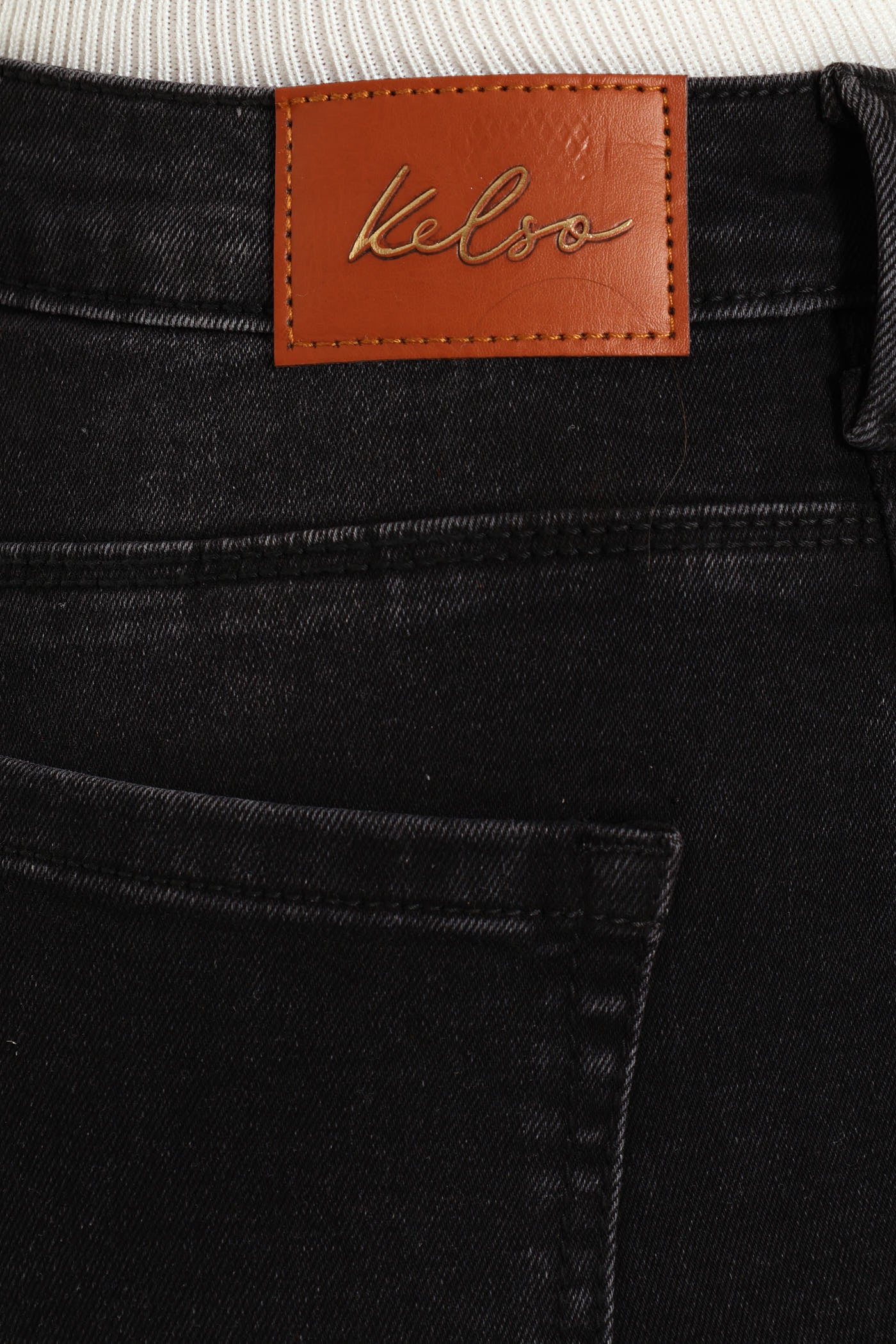 Two Seam Belted Skinny Jean - Black - Image 5