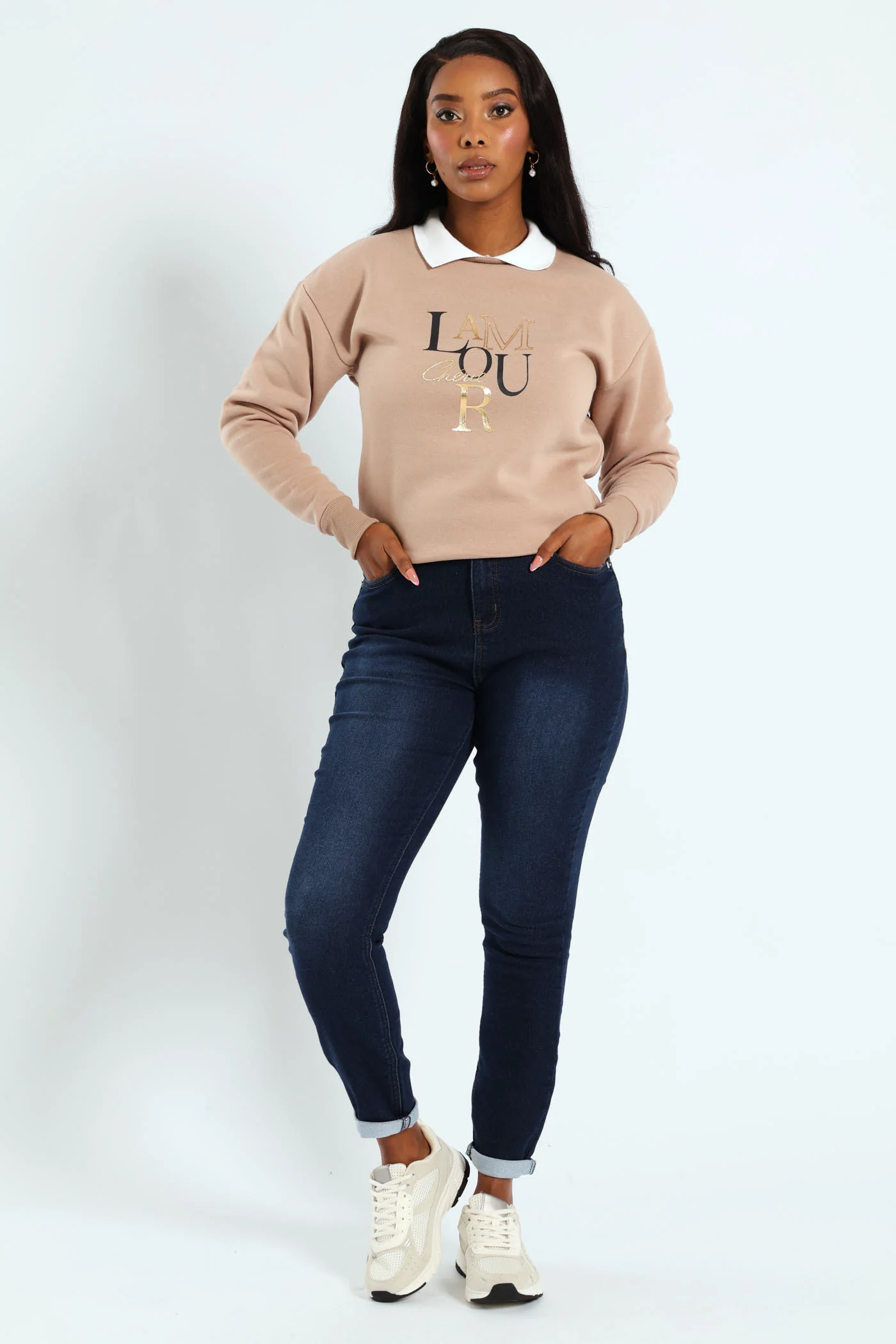 Twofer Active Top With Screen Print - Dark Beige - Image 5