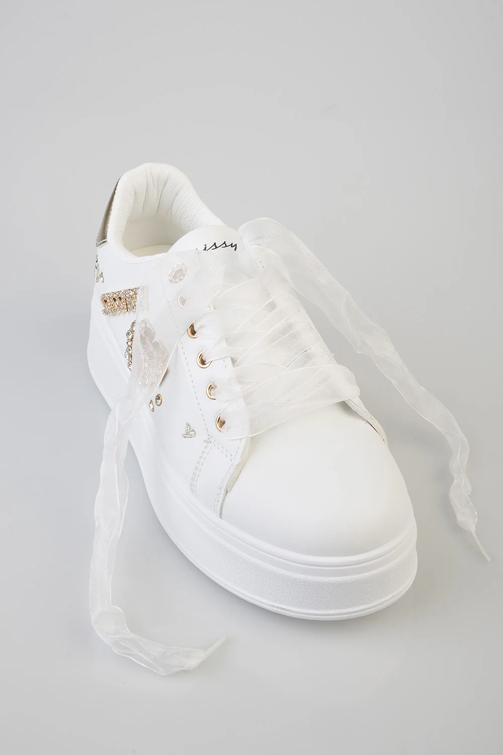 Tyra Diamante Chunky Pu Sneaker - White - Image 3