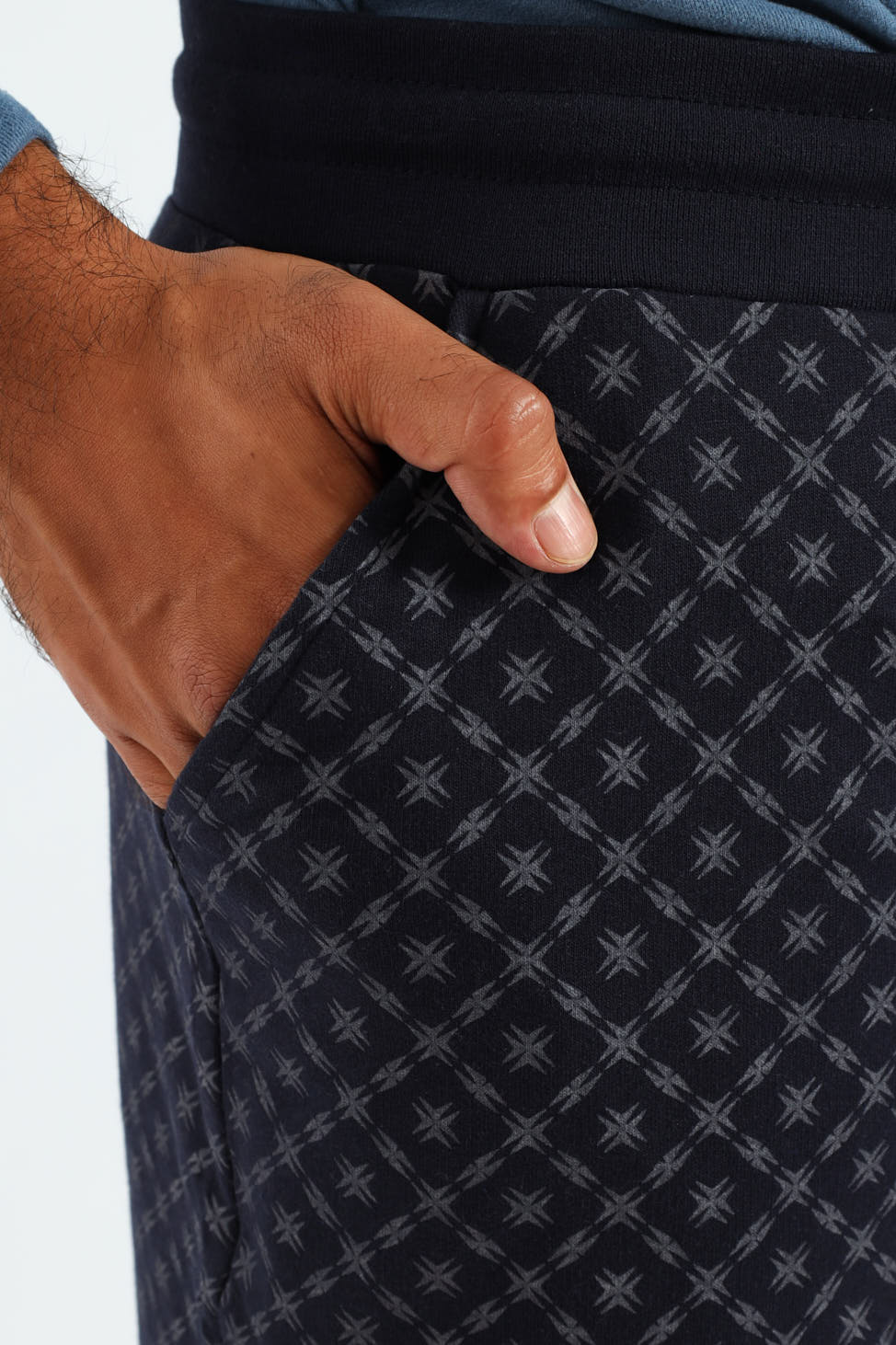 Unbrushed Fleece Print Knit Shorts - Navy - Image 4