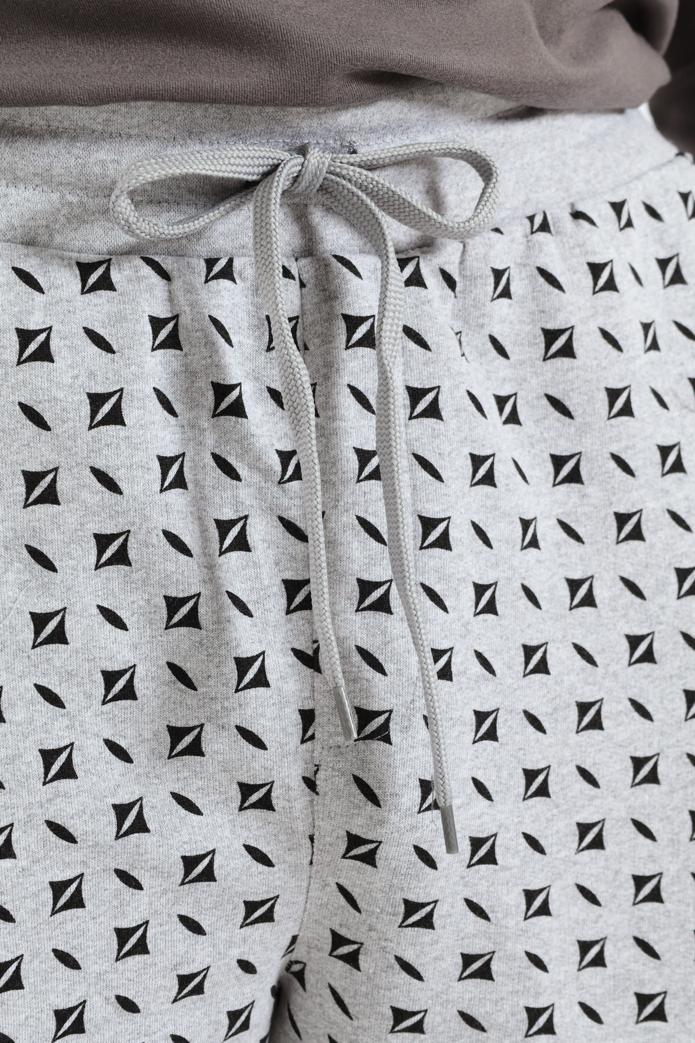 Unbrushed Fleece Printed Knit Shorts - Grey Melange - Image 5