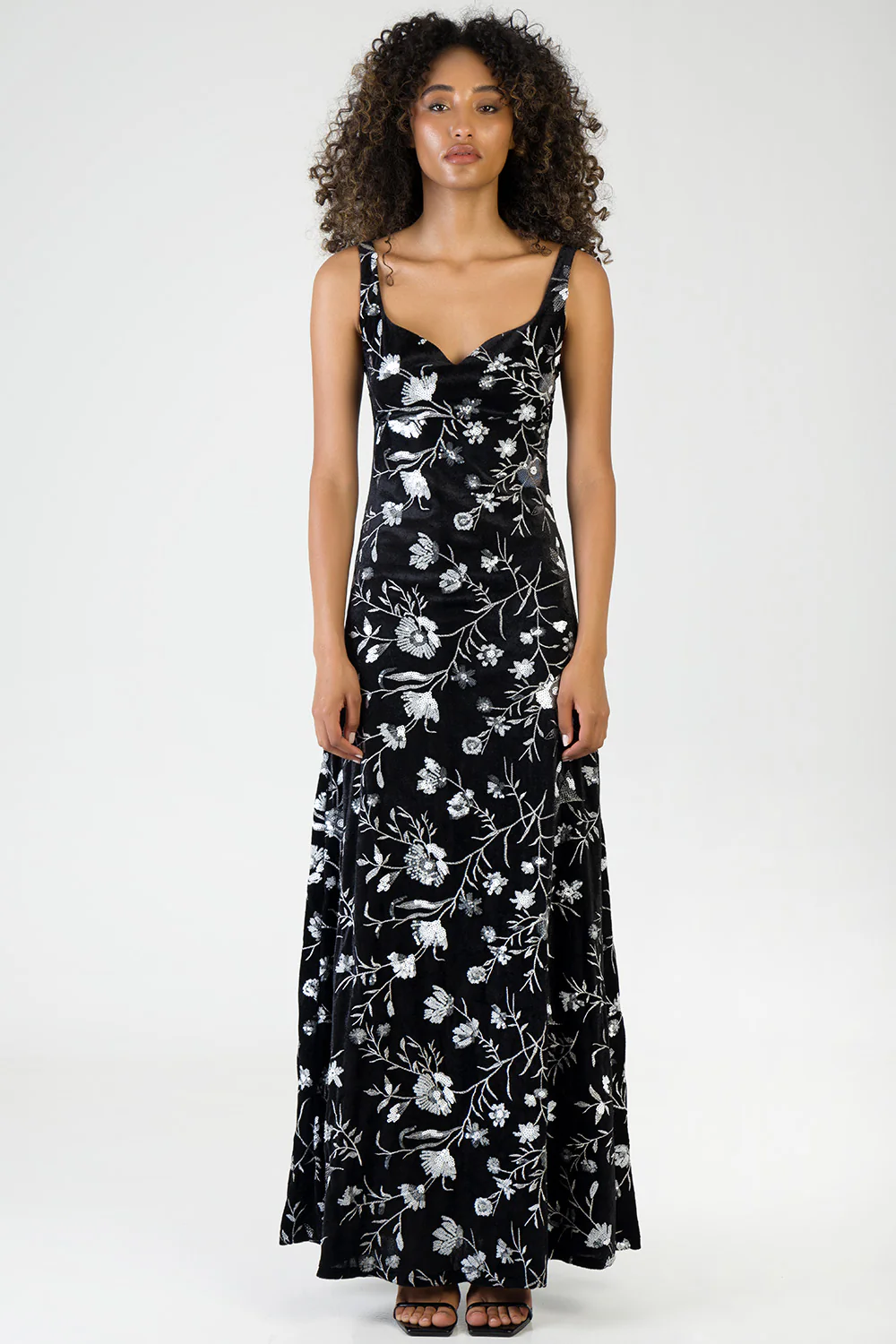 Underbust Cutline & Wide Strap Detail Maxi Dress - Black - Image 2