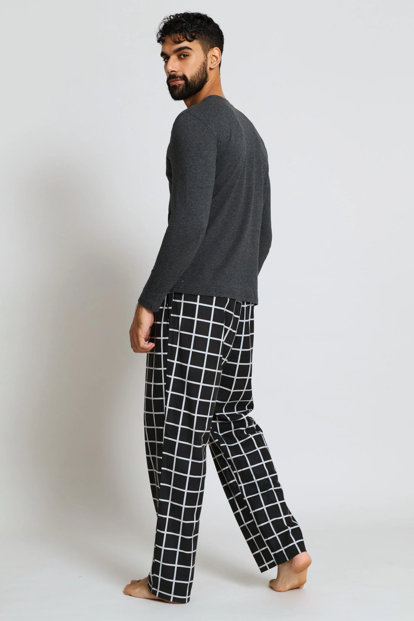 Up & Dressed Chest Print Long Sleeve Top - Dark Grey - Image 2