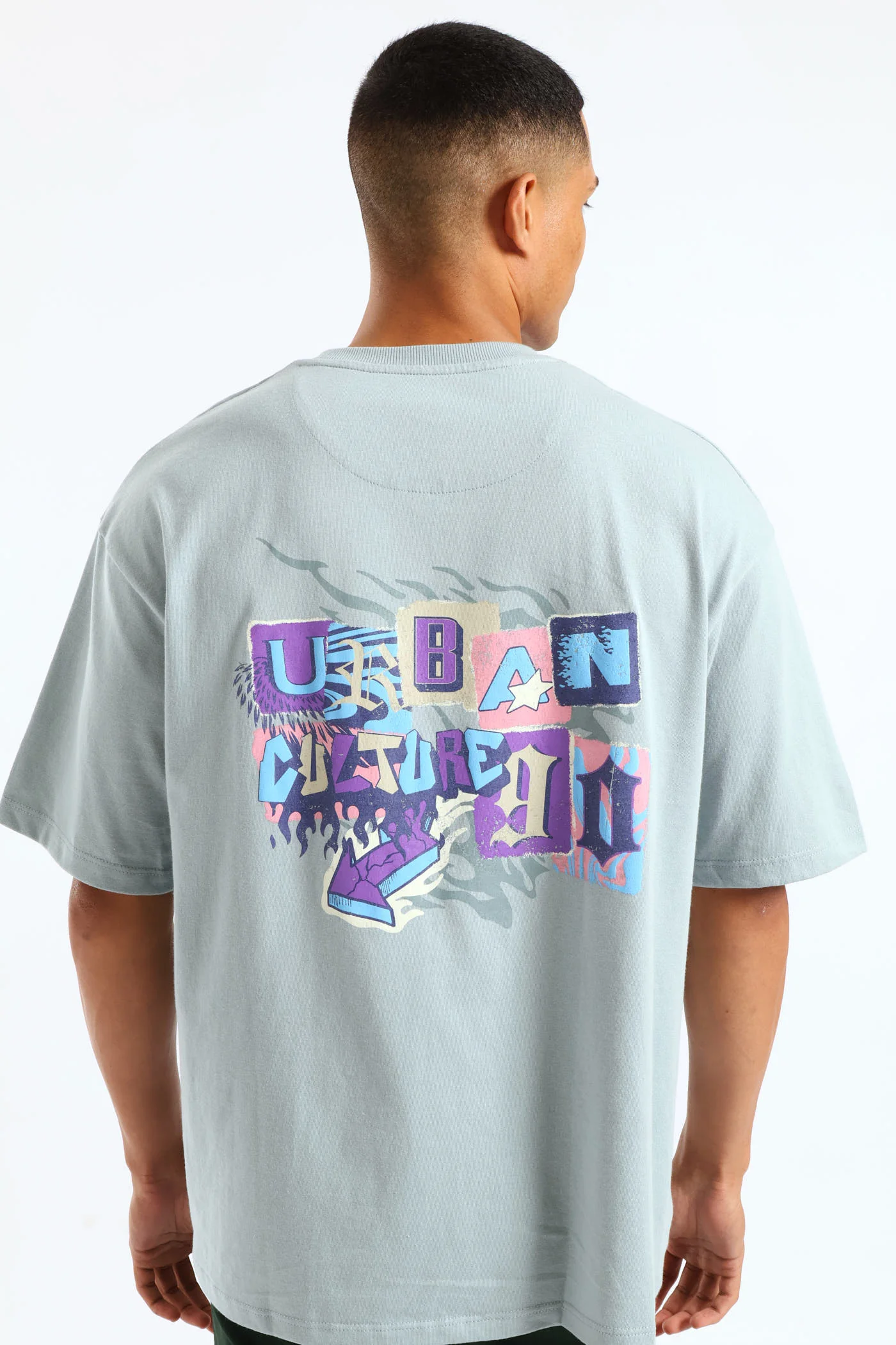 Urban Culture Oversized Tee - Light Blue - Image 2