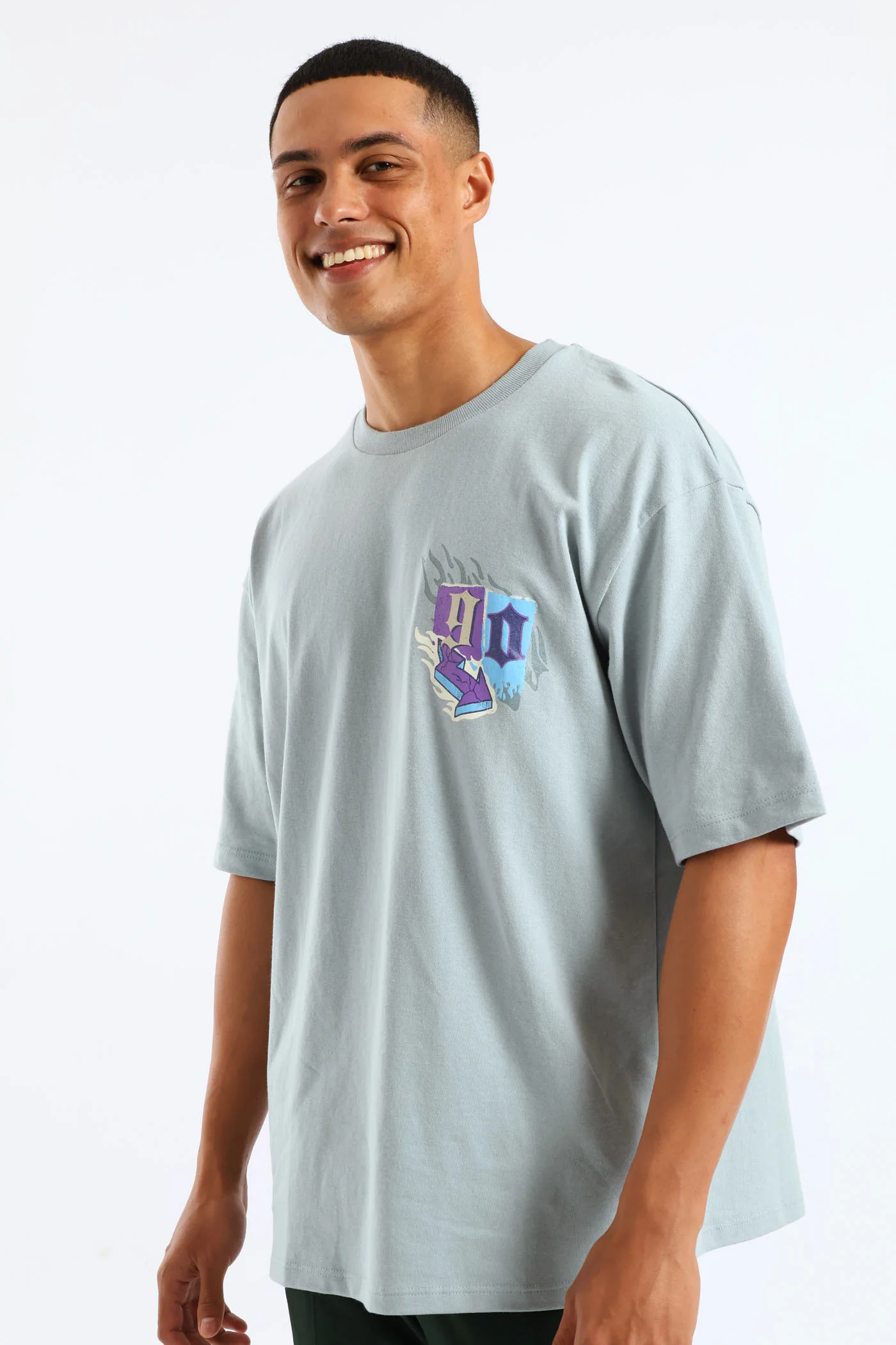 Urban Culture Oversized Tee - Light Blue - Image 3
