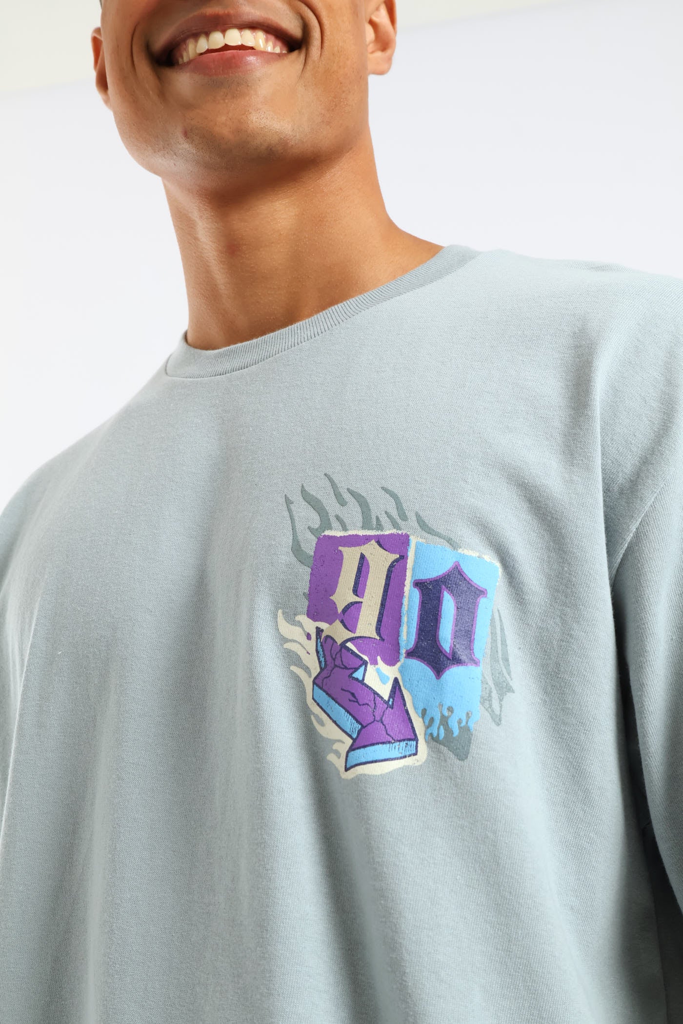 Urban Culture Oversized Tee - Light Blue - Image 4