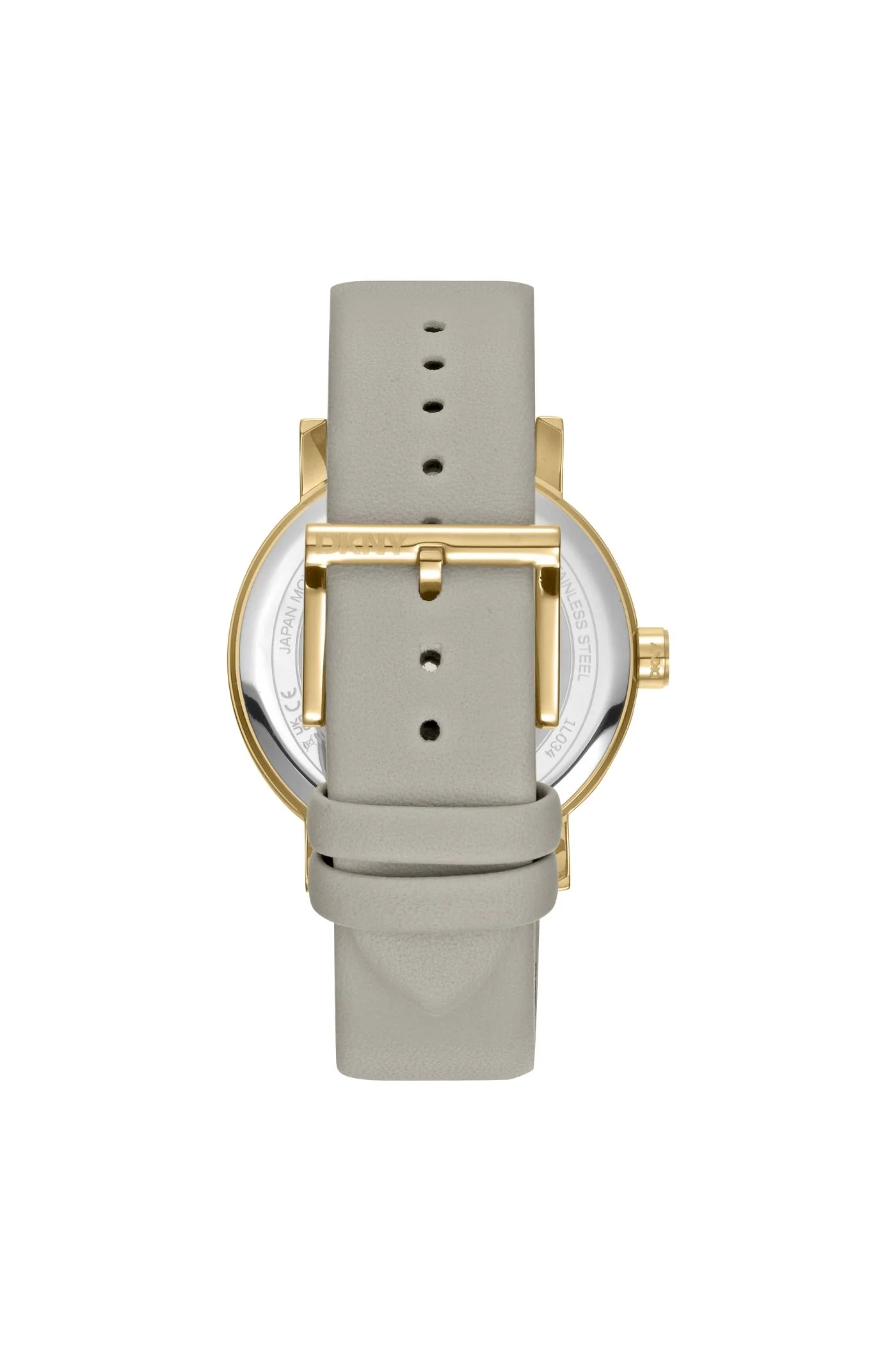 Urban Gold Case & Silver Dial Watch With Grey Leather Strap - Grey - Image 2
