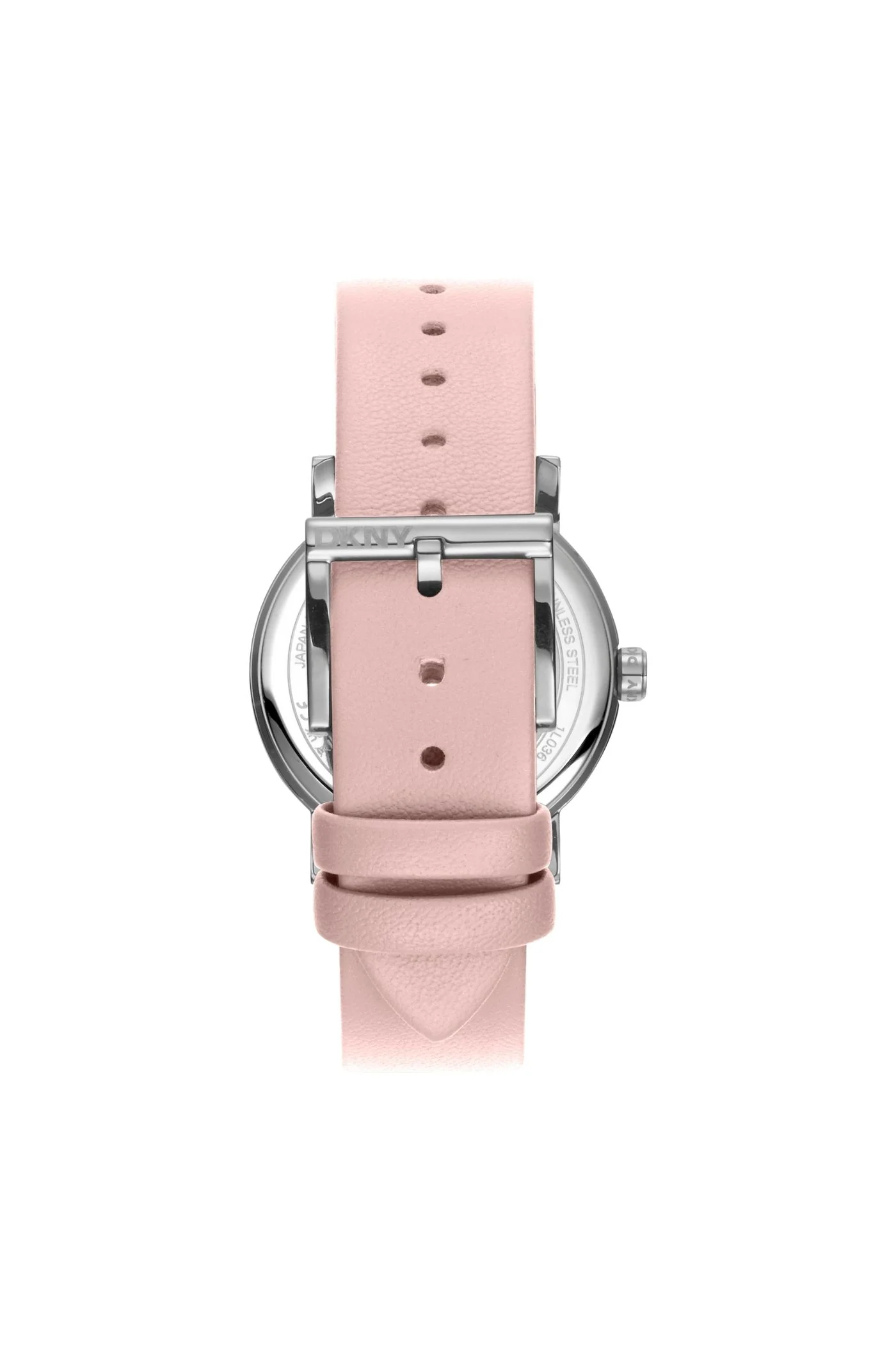 Urban Stainless Steel Case & Silver Date Dial Watch With Pink Leather Strap - Pink - Image 2