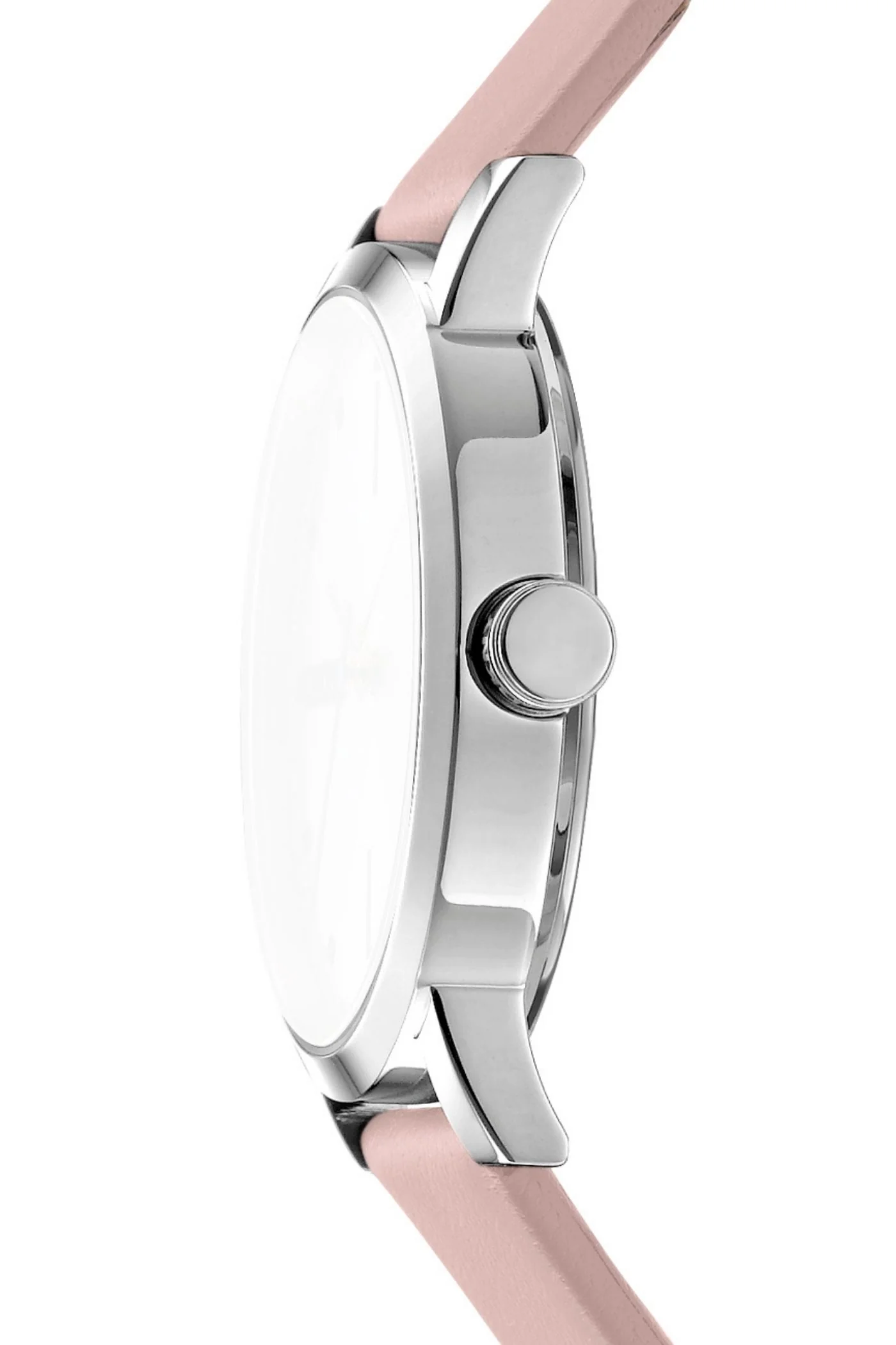 Urban Stainless Steel Case & Silver Date Dial Watch With Pink Leather Strap - Pink - Image 3