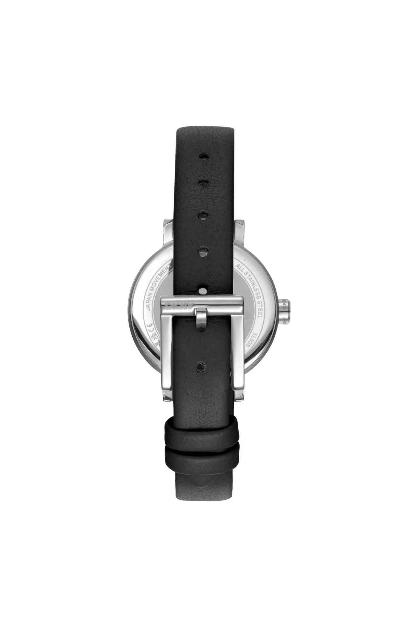 Urban Stainless Steel Case Silver Stones Dial Black Leather Strap - Black/Silver - Image 2