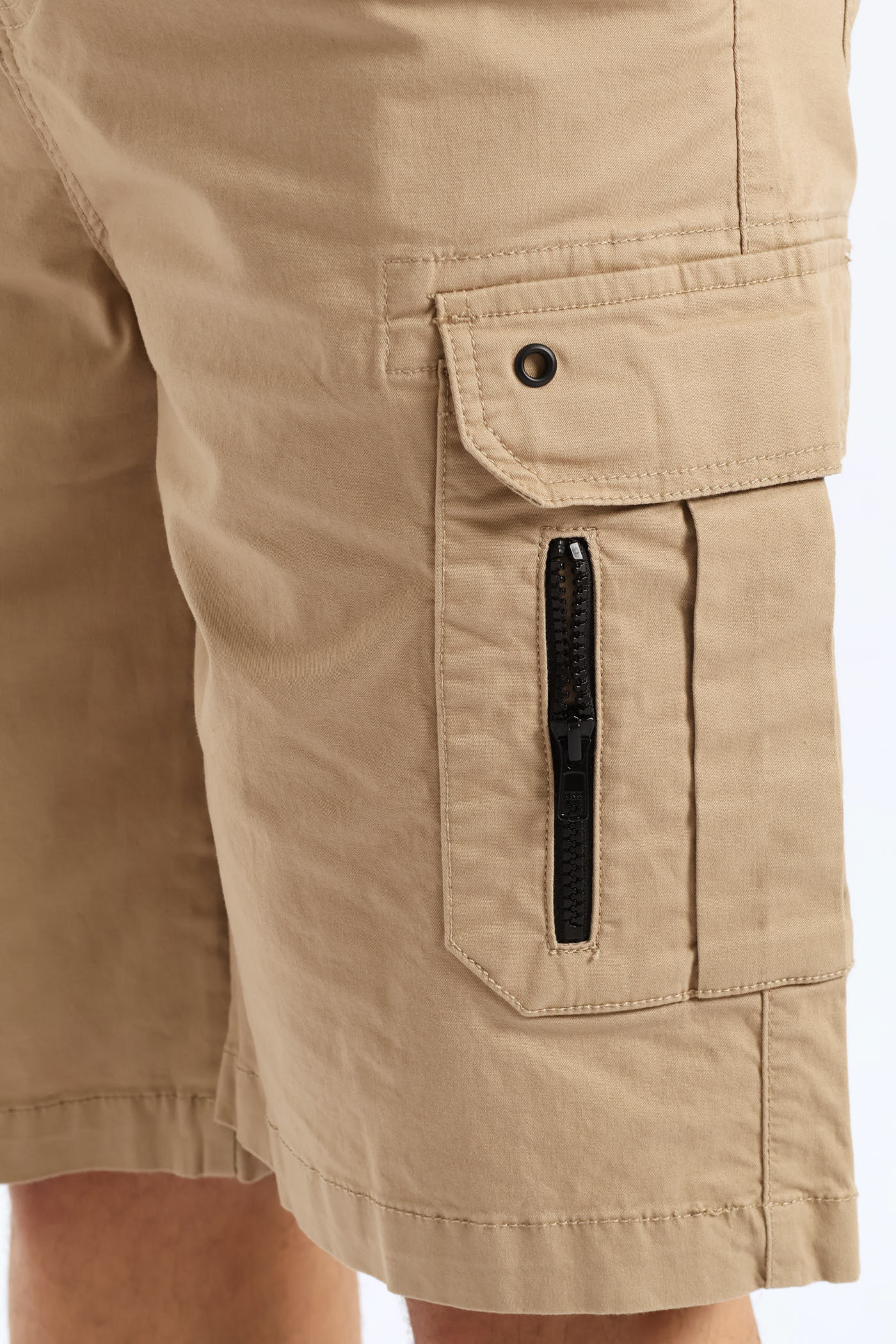 Utility Fixed Waistband Cargo Shorts - Stone - Image 2