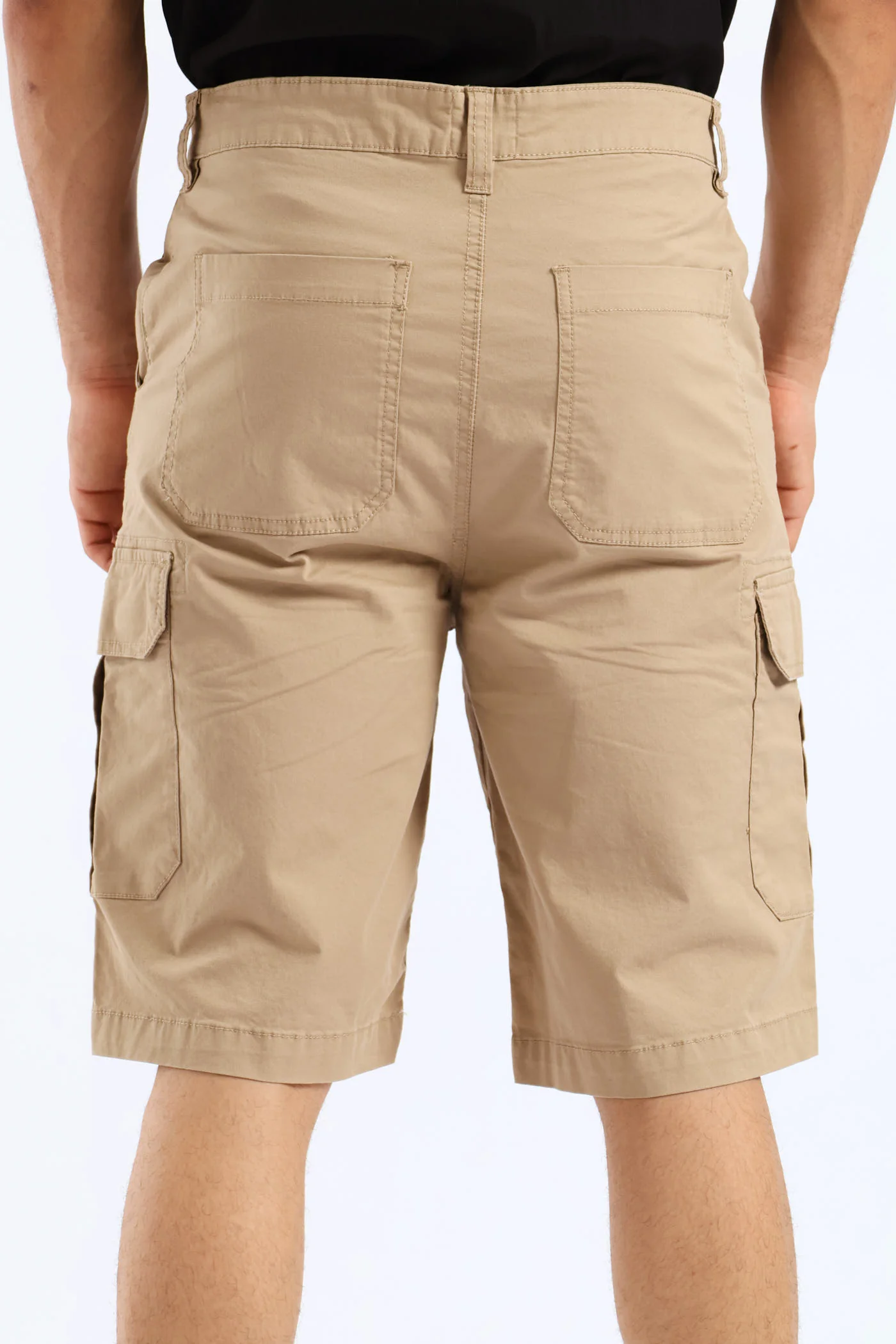 Utility Fixed Waistband Cargo Shorts - Stone - Image 4