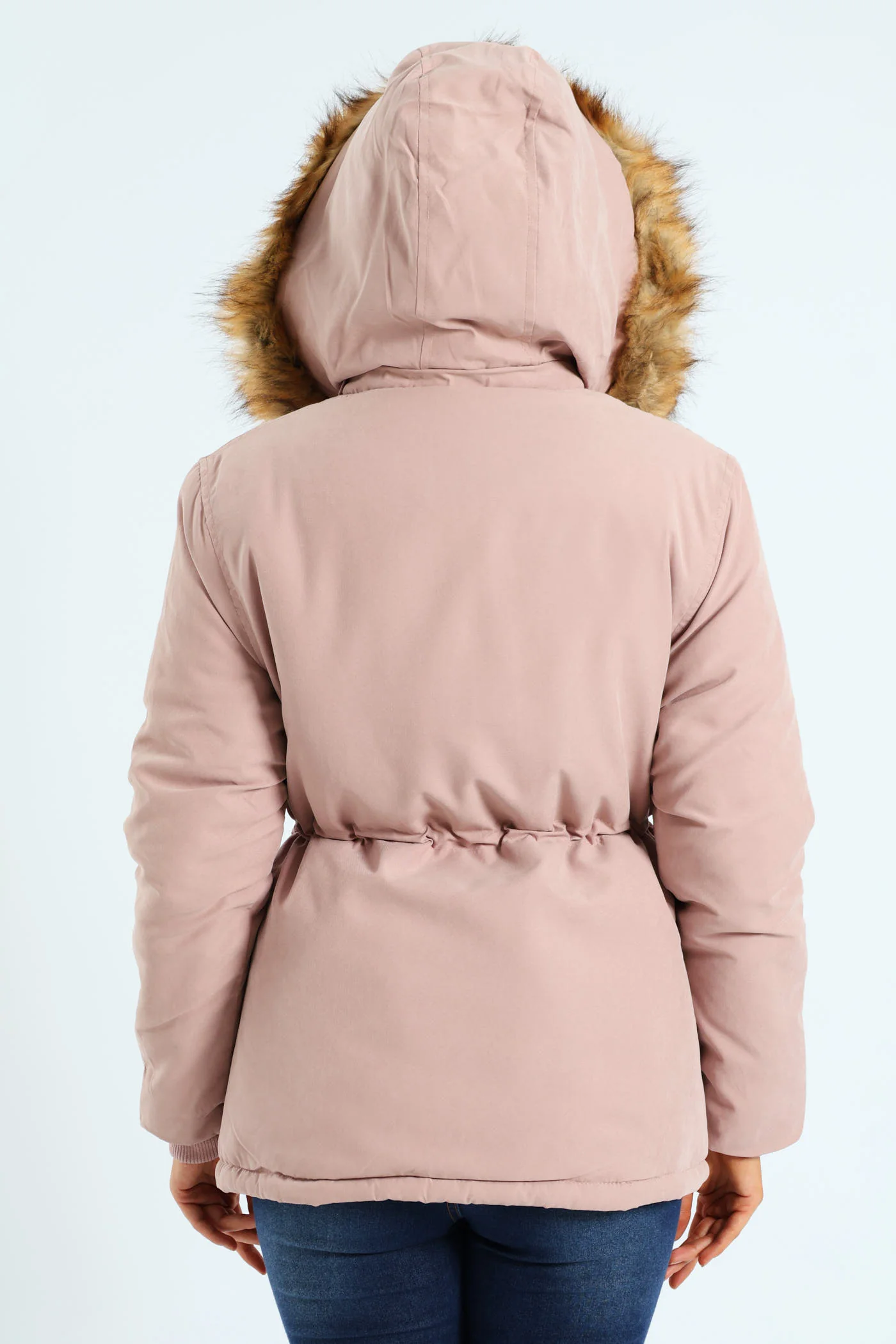 Utility Pocket Fur Trim Parka With Detachable Hood - Mauve - Image 3
