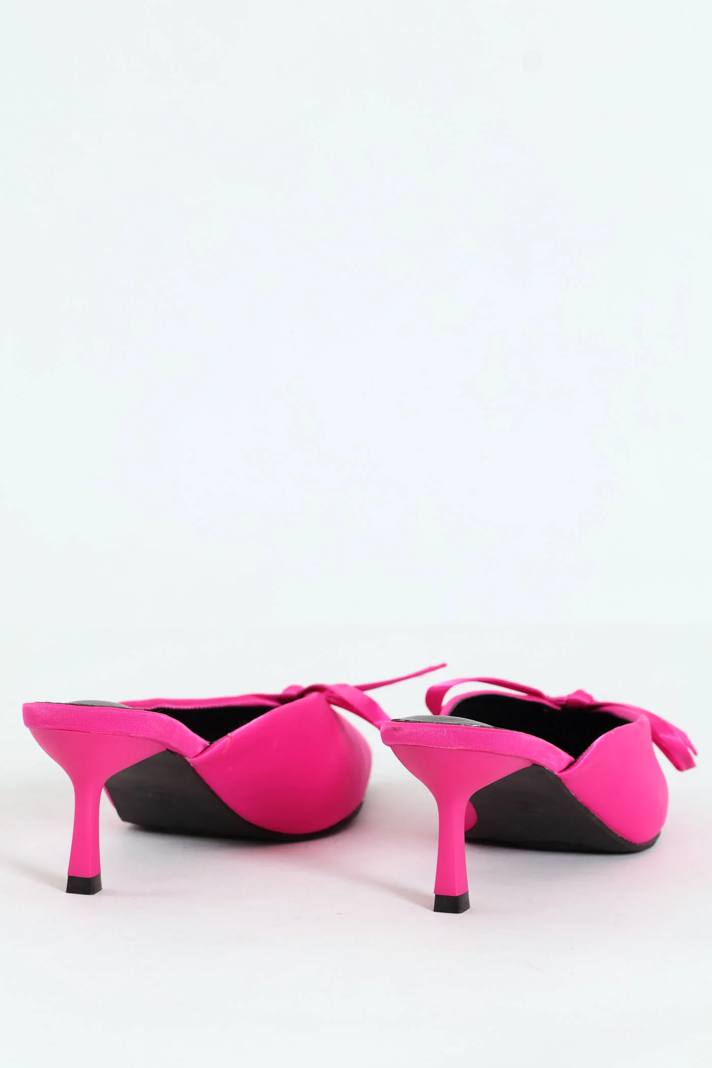 V-Cut Mule Heel With Rope Bow - Cerise - Image 3