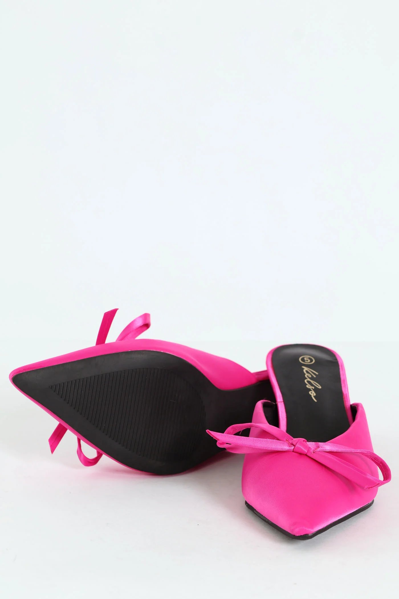 V-Cut Mule Heel With Rope Bow - Cerise - Image 5