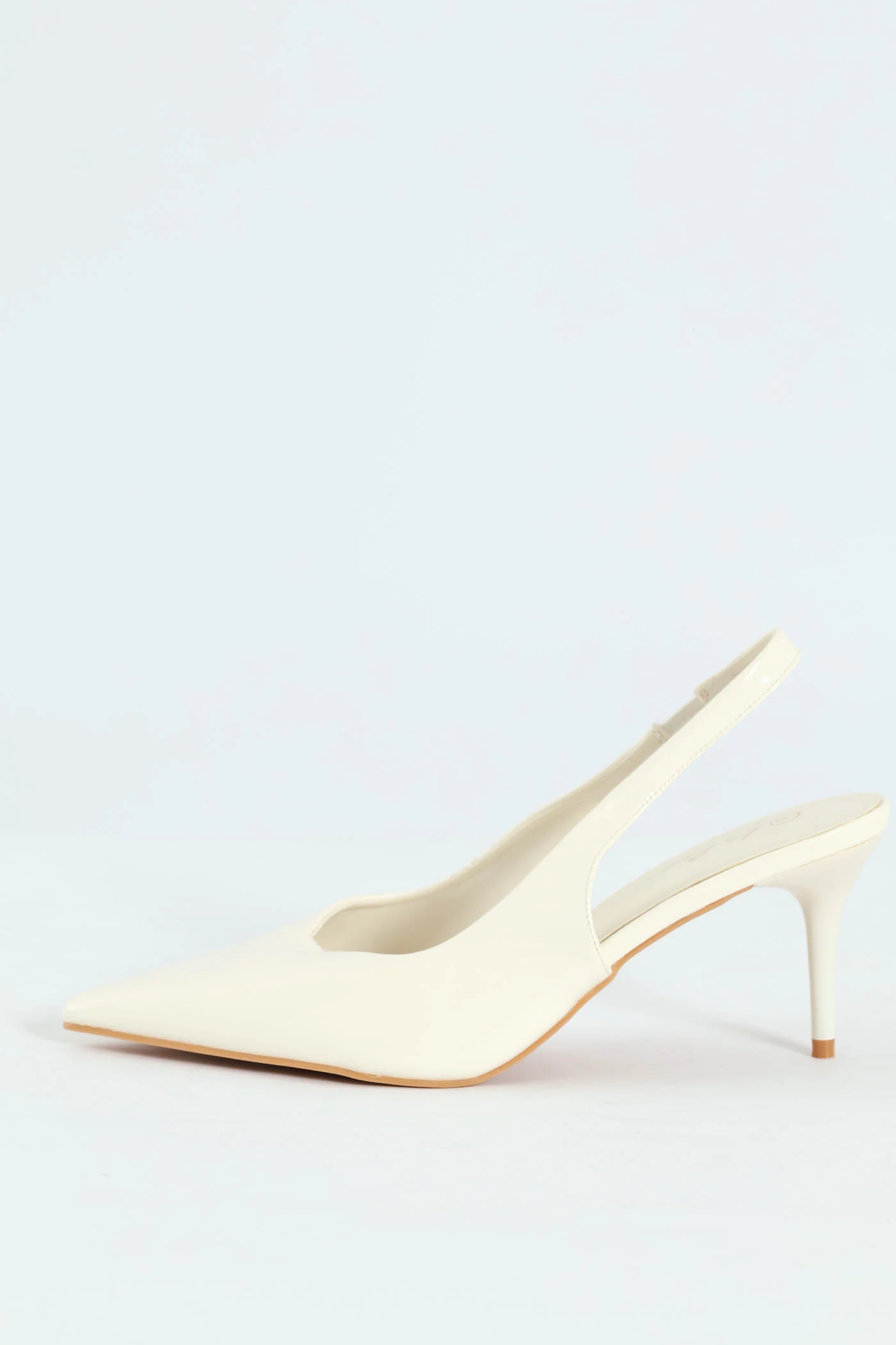 V-Cut Sling Back Kitten Heel - White - Image 4