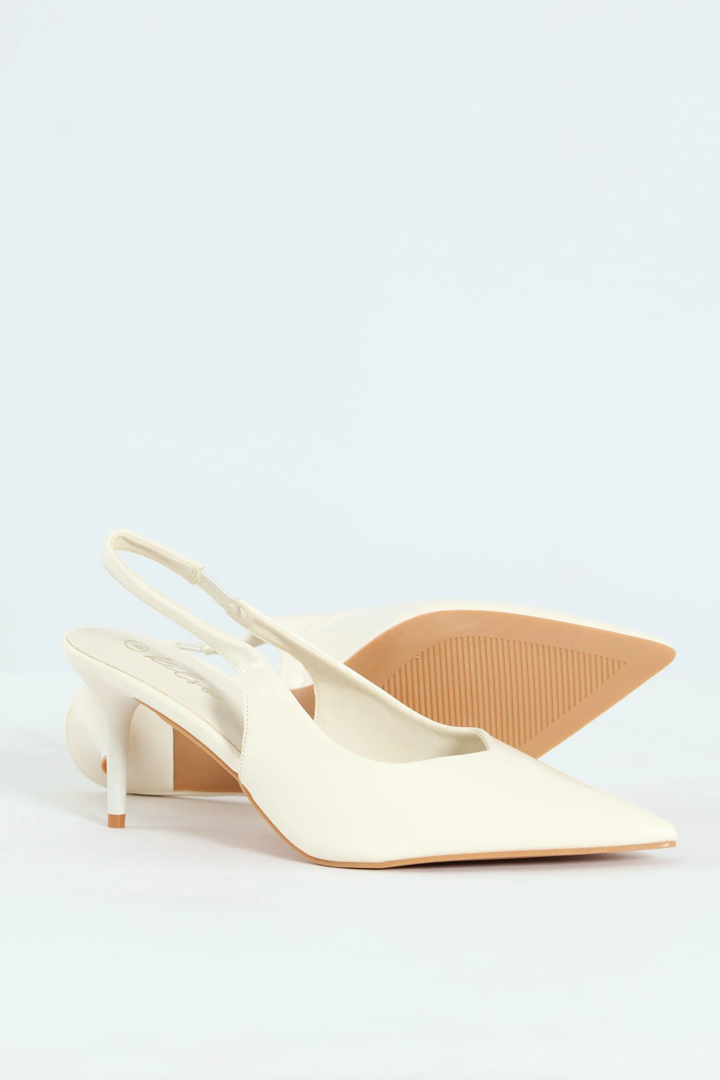 V-Cut Sling Back Kitten Heel - White - Image 5