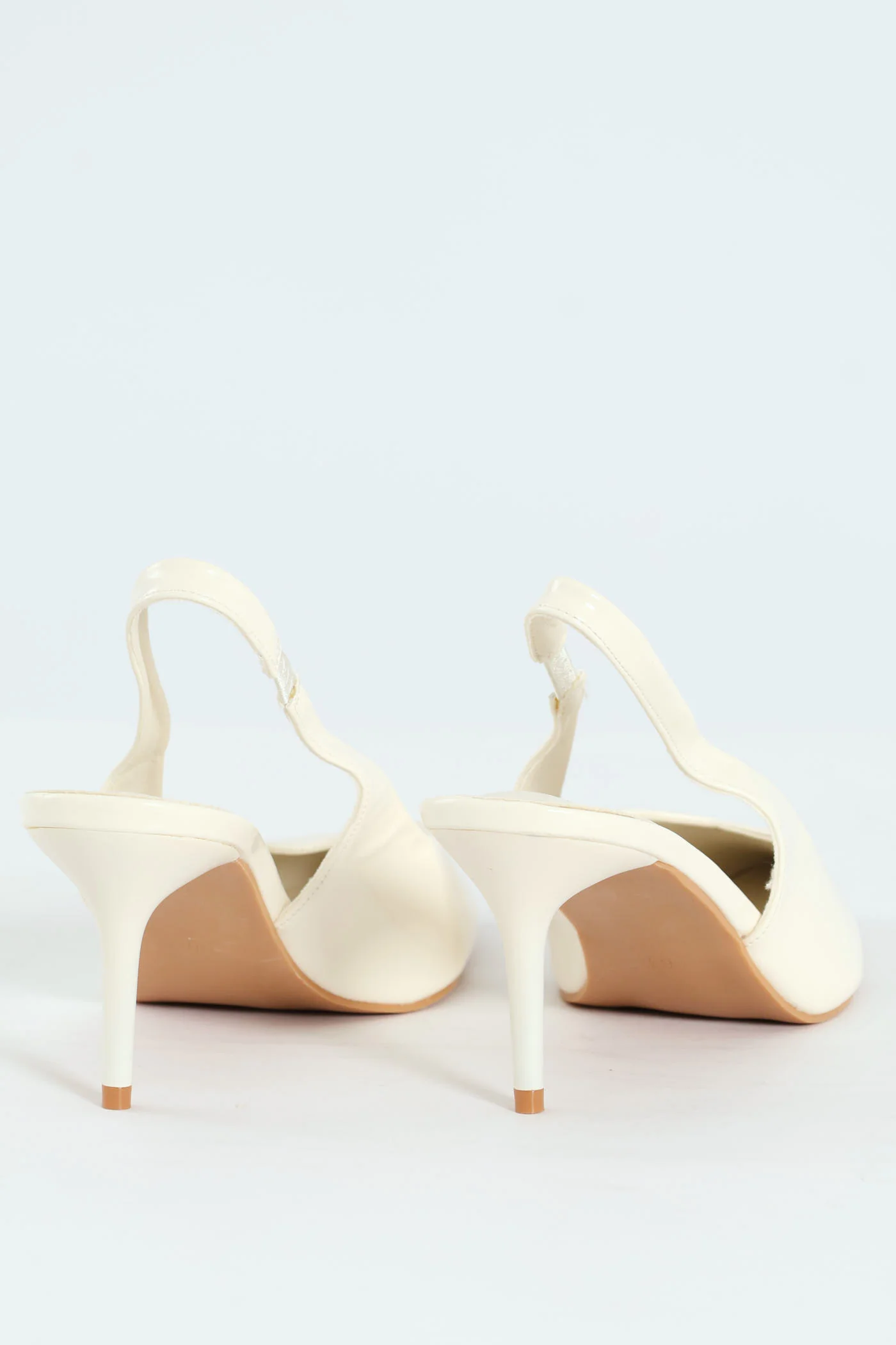 V-Cut Sling Back Kitten Heel - White - Image 6