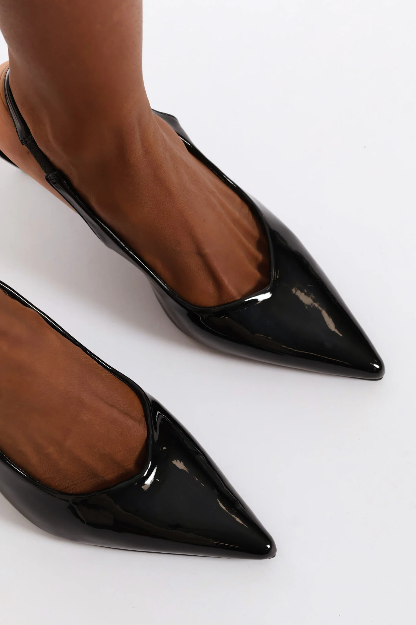 V-Cut Slingback Kitten Heel - Black - Image 2