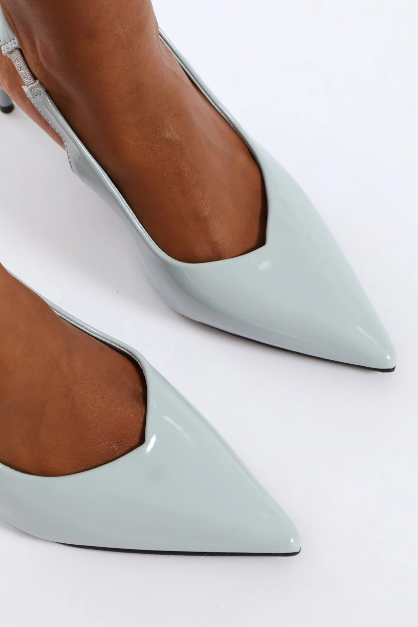 V-Cut Slingback Kitten Heel - Blue - Image 2