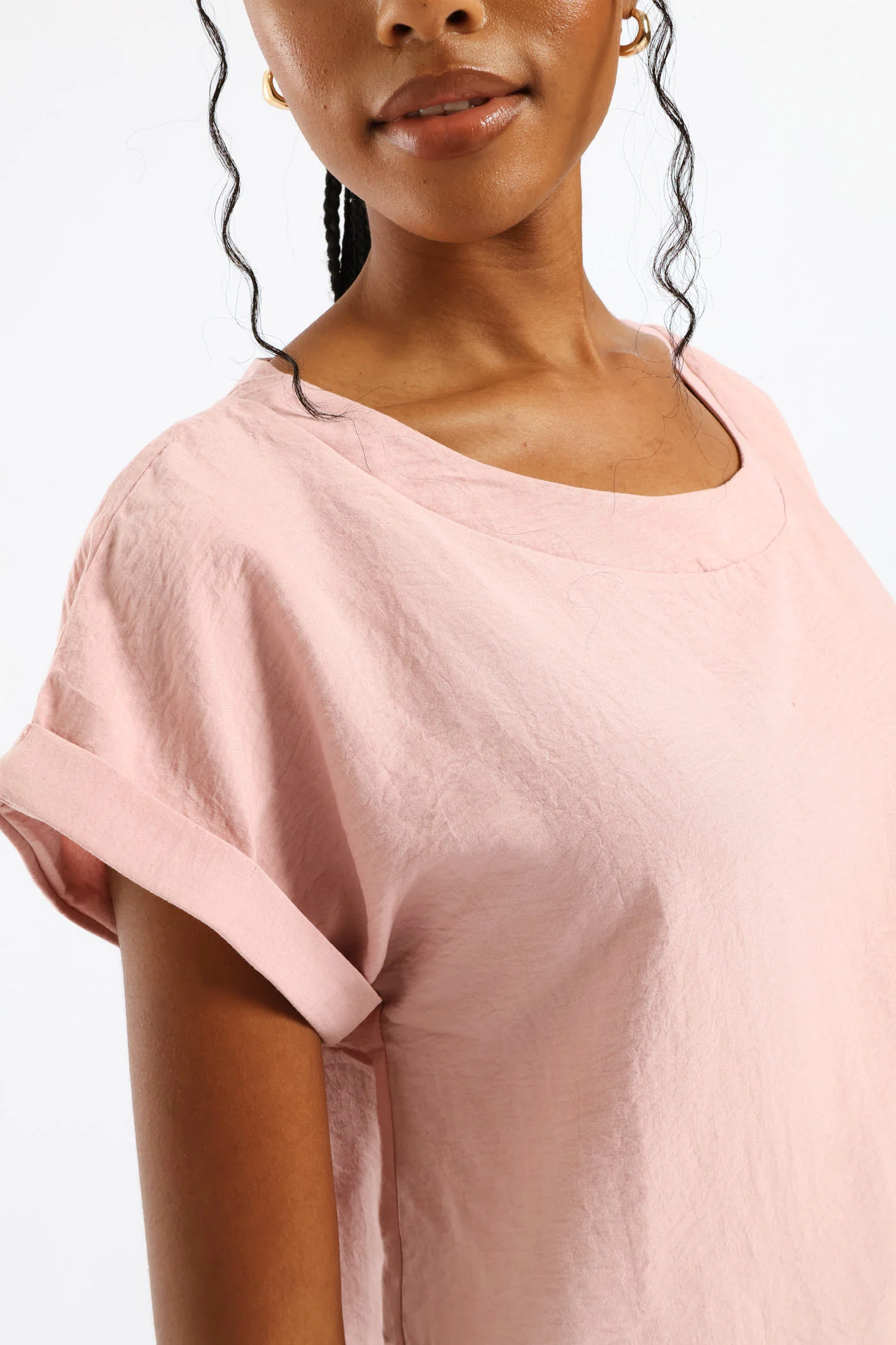 V-Neck Back Detail Popover Top - Dark Blush - Image 3