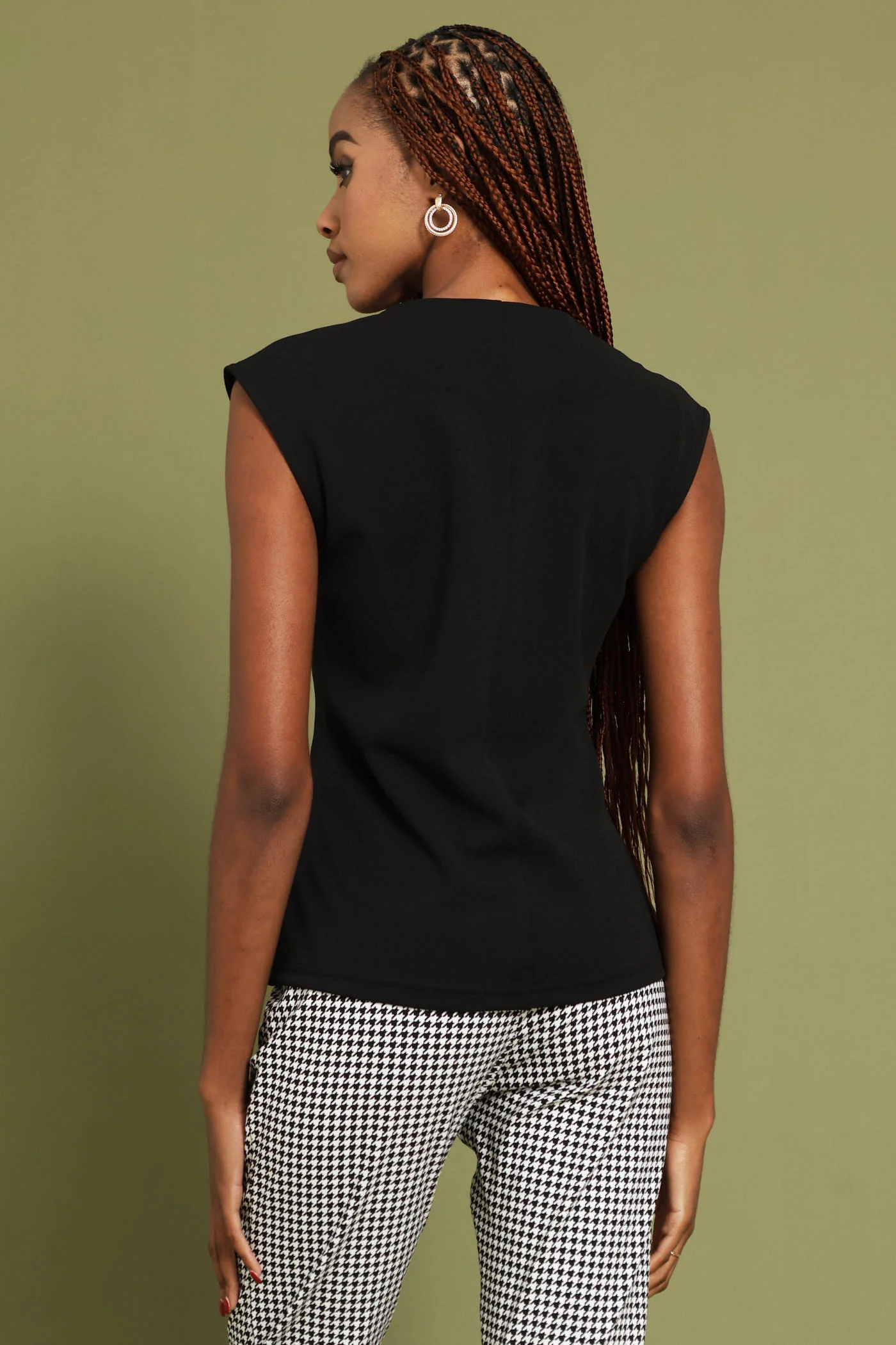 V-Neck Button Through Waistcoat - Black - Image 3
