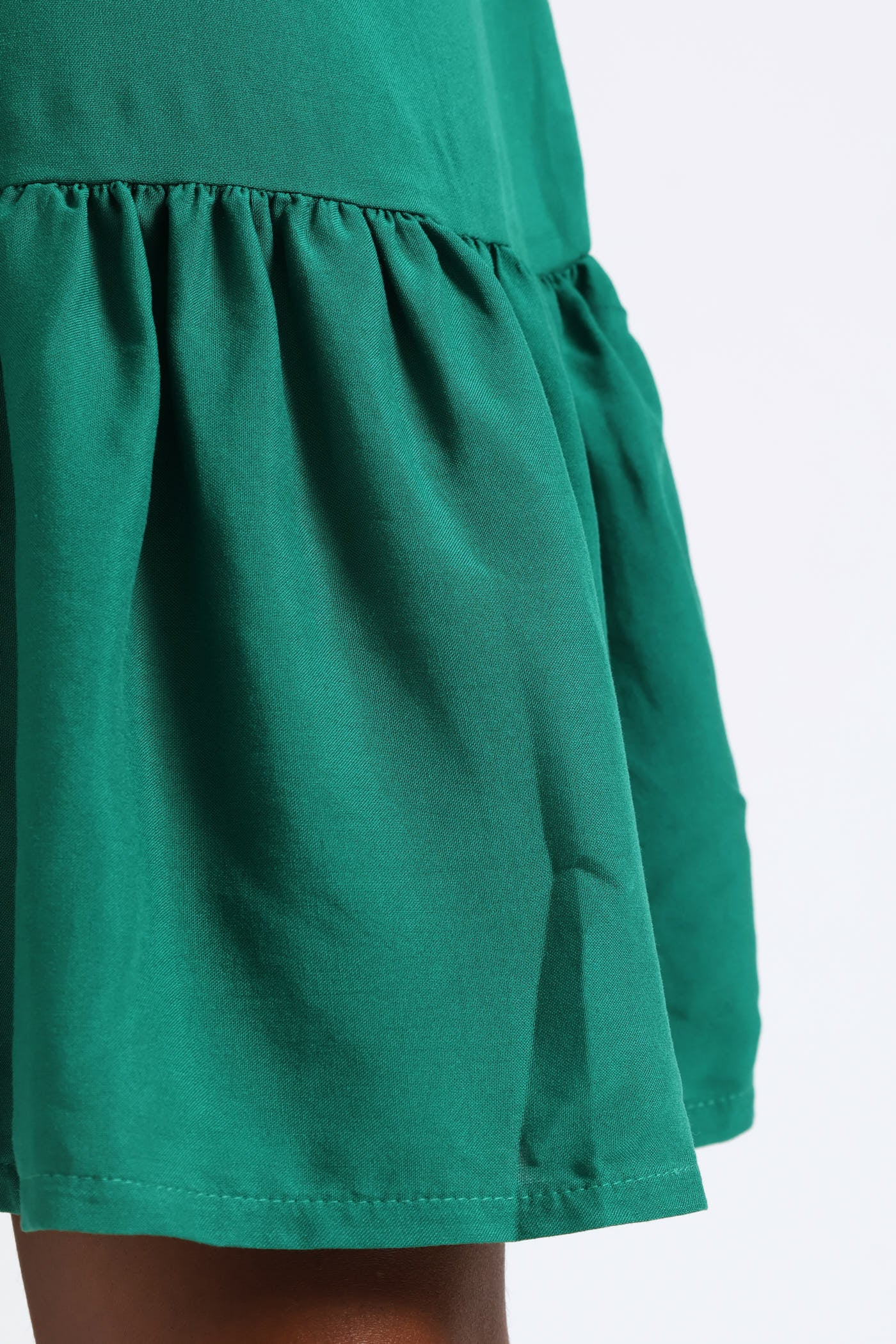 V-Neck Frill Sleeve Tie Detail Drop Hem Mini Dress - Meadow Green - Image 7