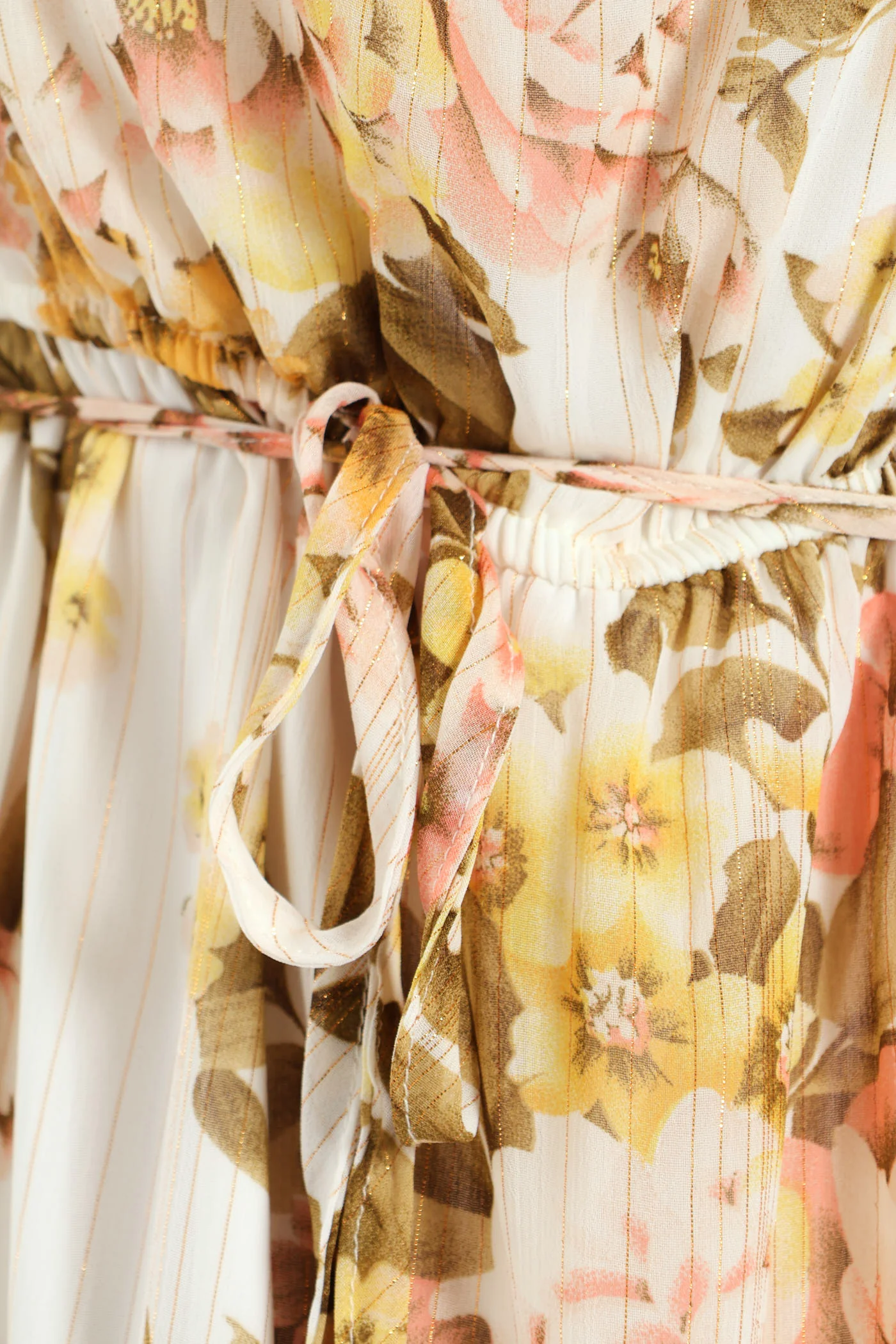 V-Neck Waisted Frill Hem Tea Dress - Blush - Image 4