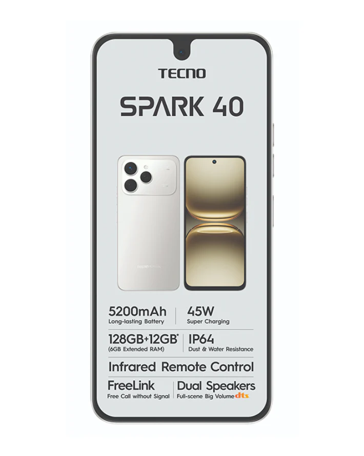 Spark 40 128GB 4G Dual Sim Cellphone - Grey - Image 2