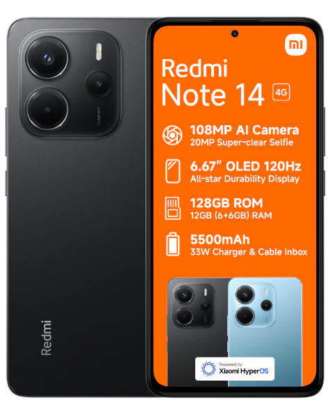 Redmi Note 14 128GB Dual Sim Black Cellphone - Image 3