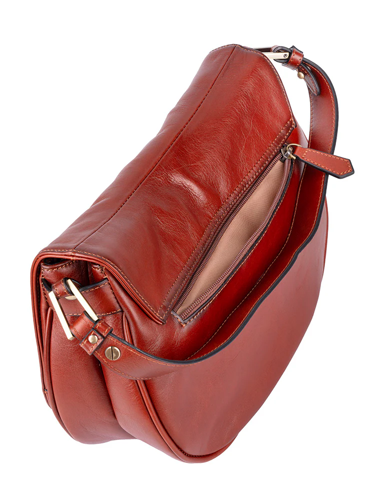 Vega Leather Flapover Shoulder Bag - Brown - Image 3