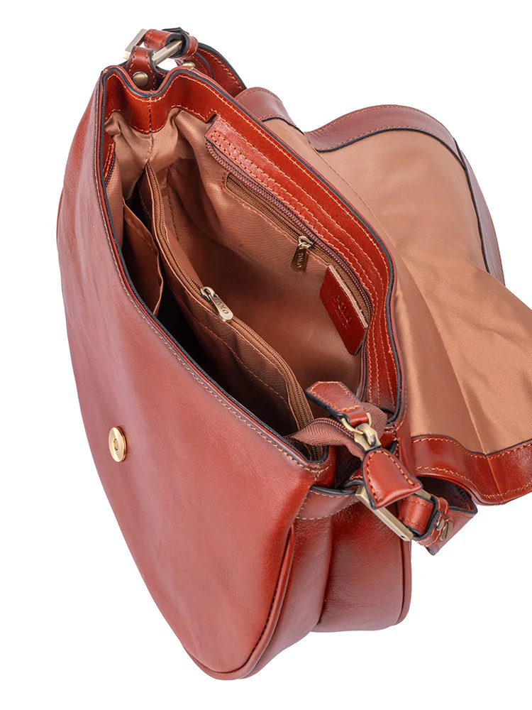 Vega Leather Flapover Shoulder Bag - Brown - Image 4