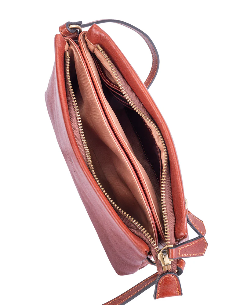 Vega Leather Small Sling Bag - Brown - Image 3