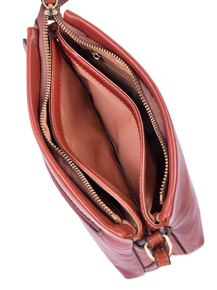 Vega Leather Small Sling Bag - Brown - Image 4