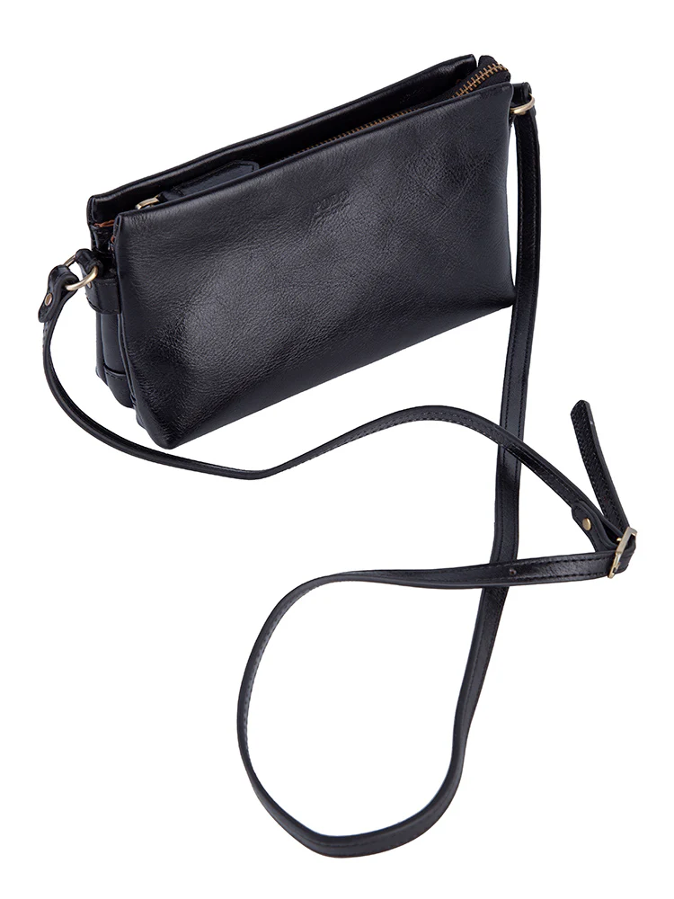 Vega Leather Small Sling Bag - Black - Image 2