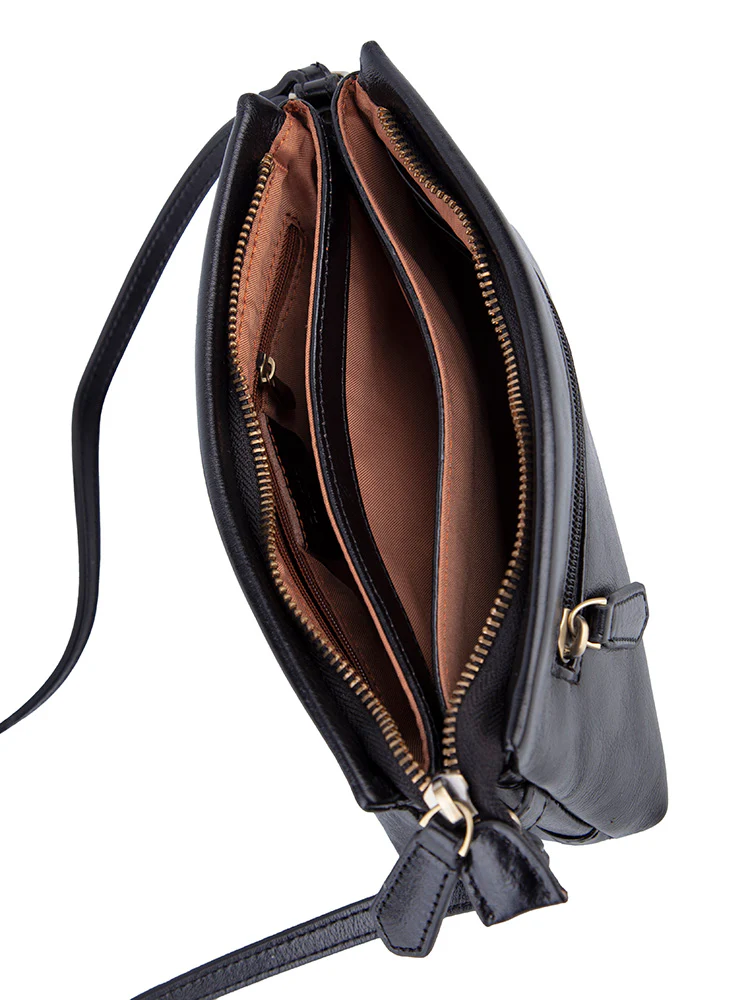 Vega Leather Small Sling Bag - Black - Image 4