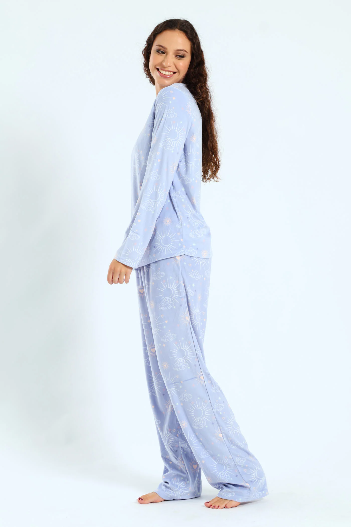 Velour Celestial Top & Pants Pj Set - Purple - Image 2
