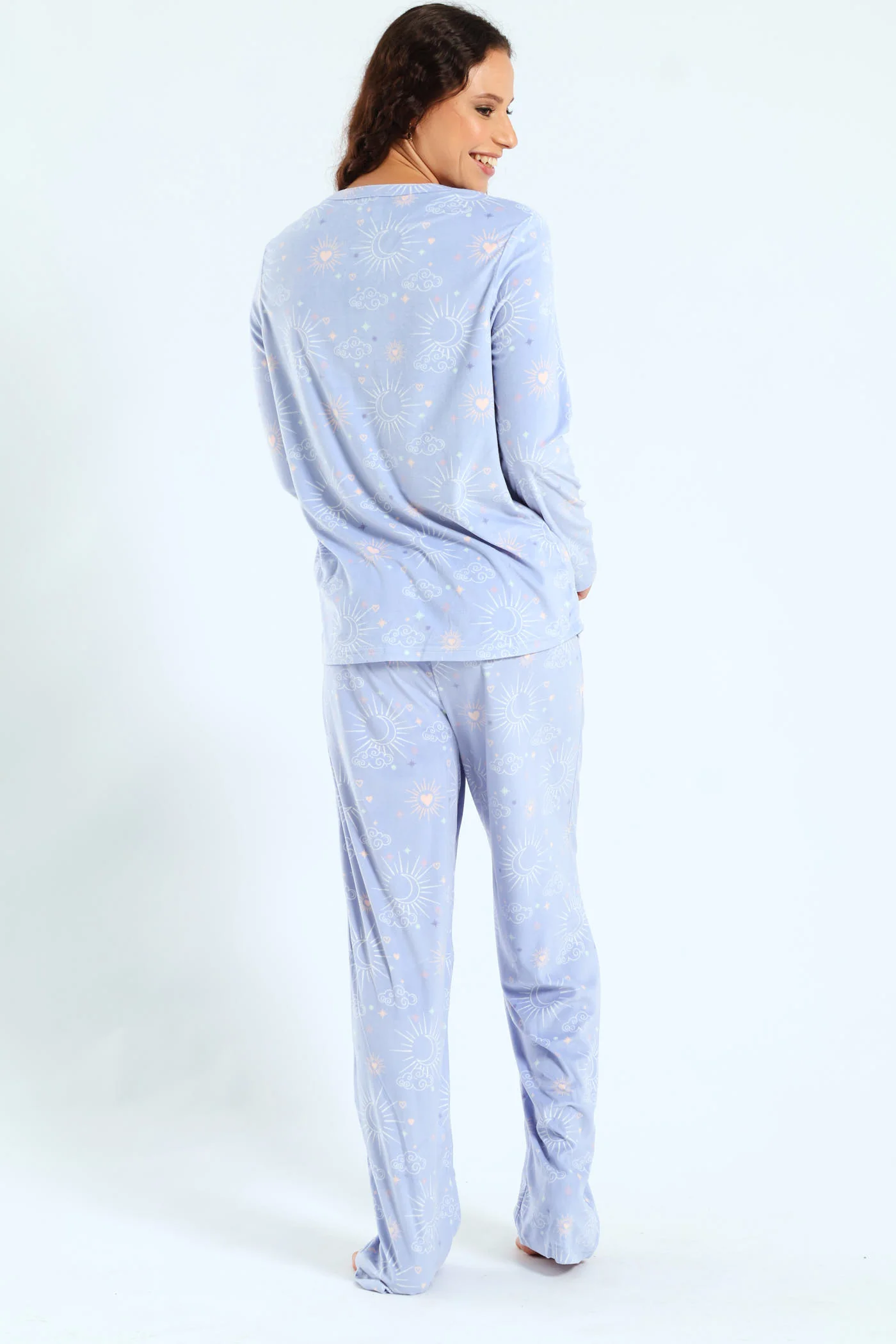 Velour Celestial Top & Pants Pj Set - Purple - Image 3