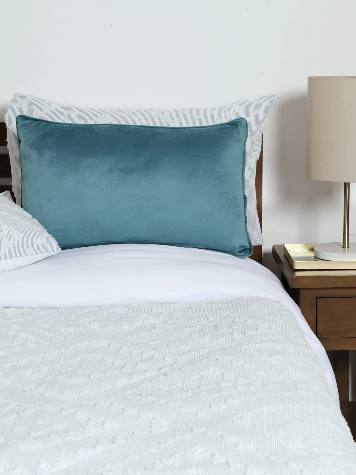Velvet Piping Scatter Cushion - Sky Blue - Image 2