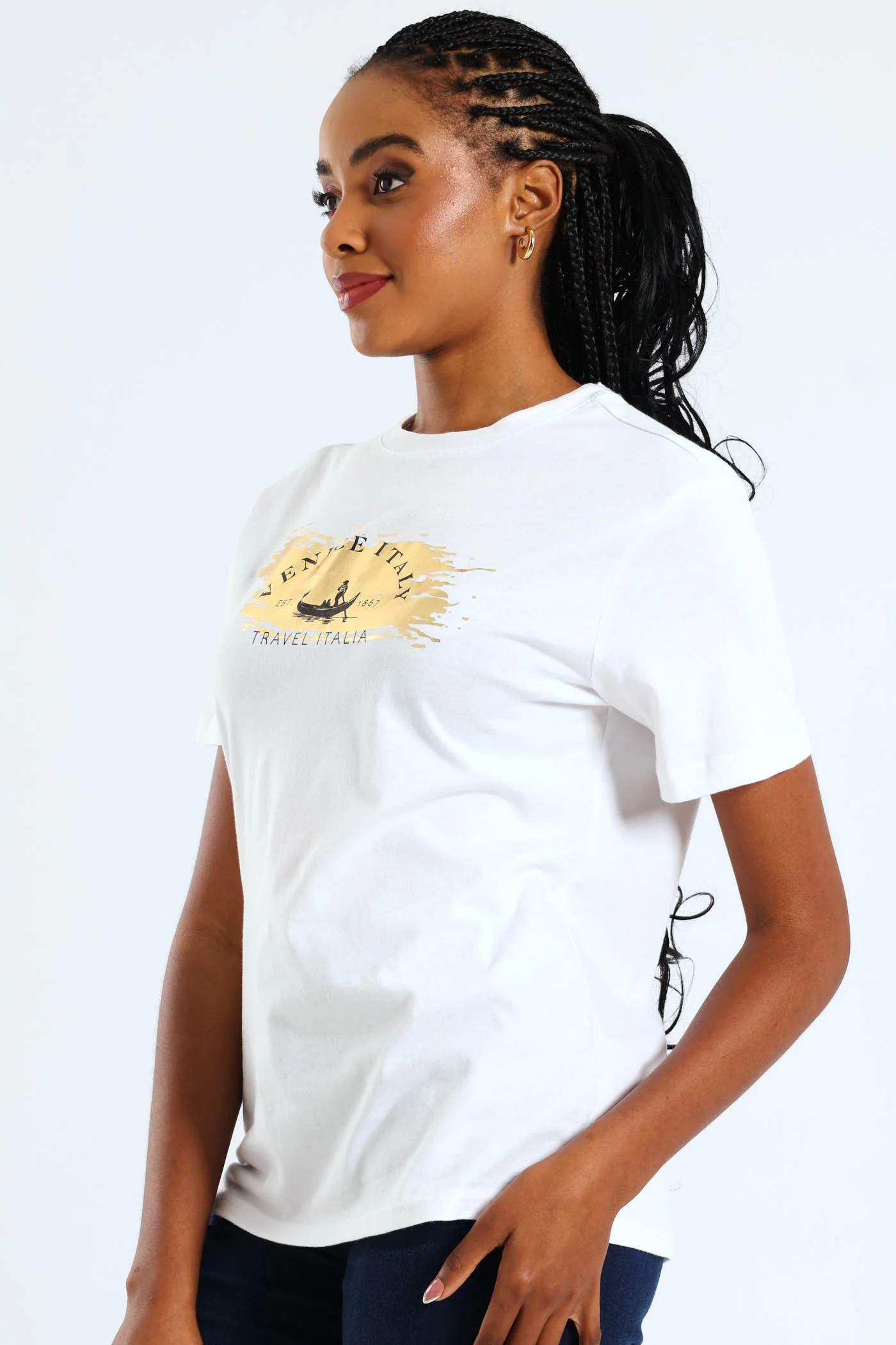 Venice Italy Boat Foil Tee - White - Image 2