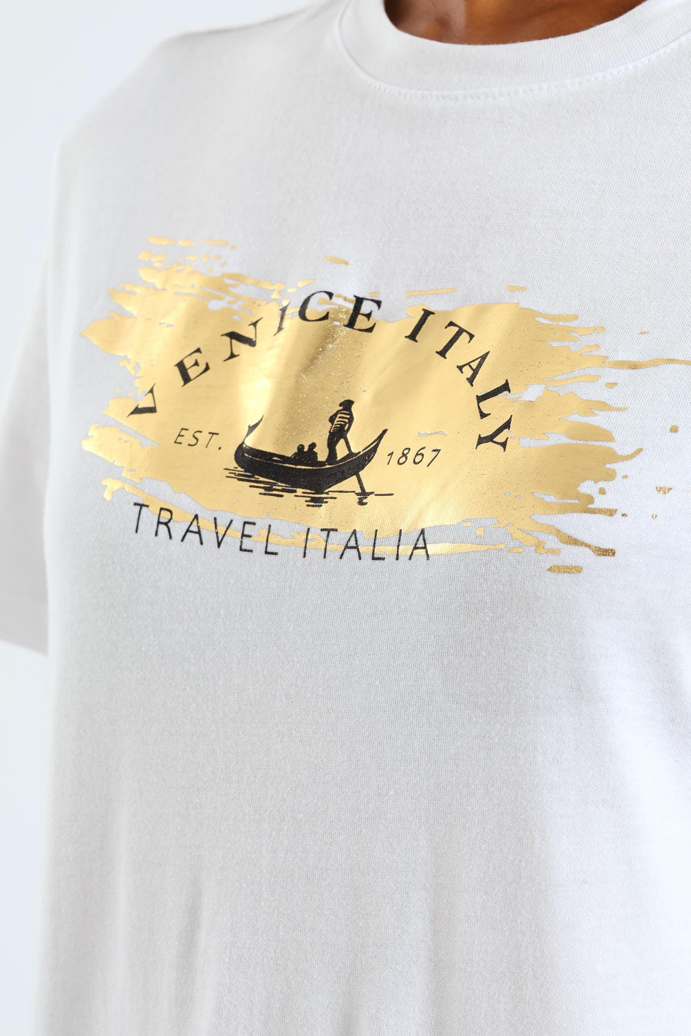 Venice Italy Boat Foil Tee - White - Image 4