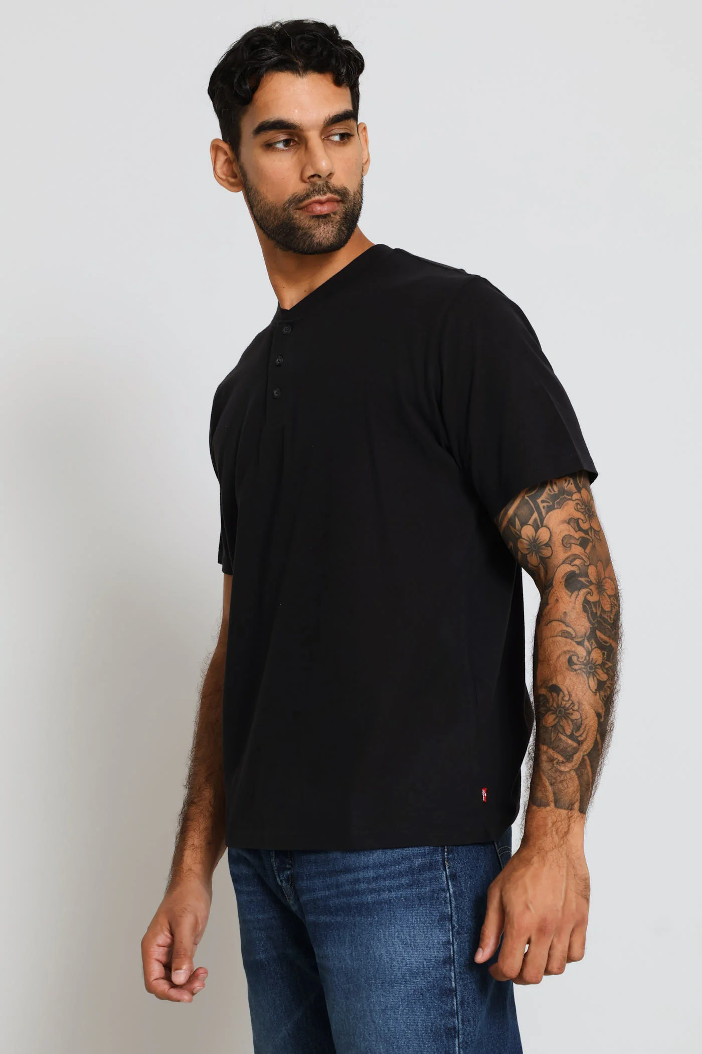 Ventura Henley Tee - Black - Image 2